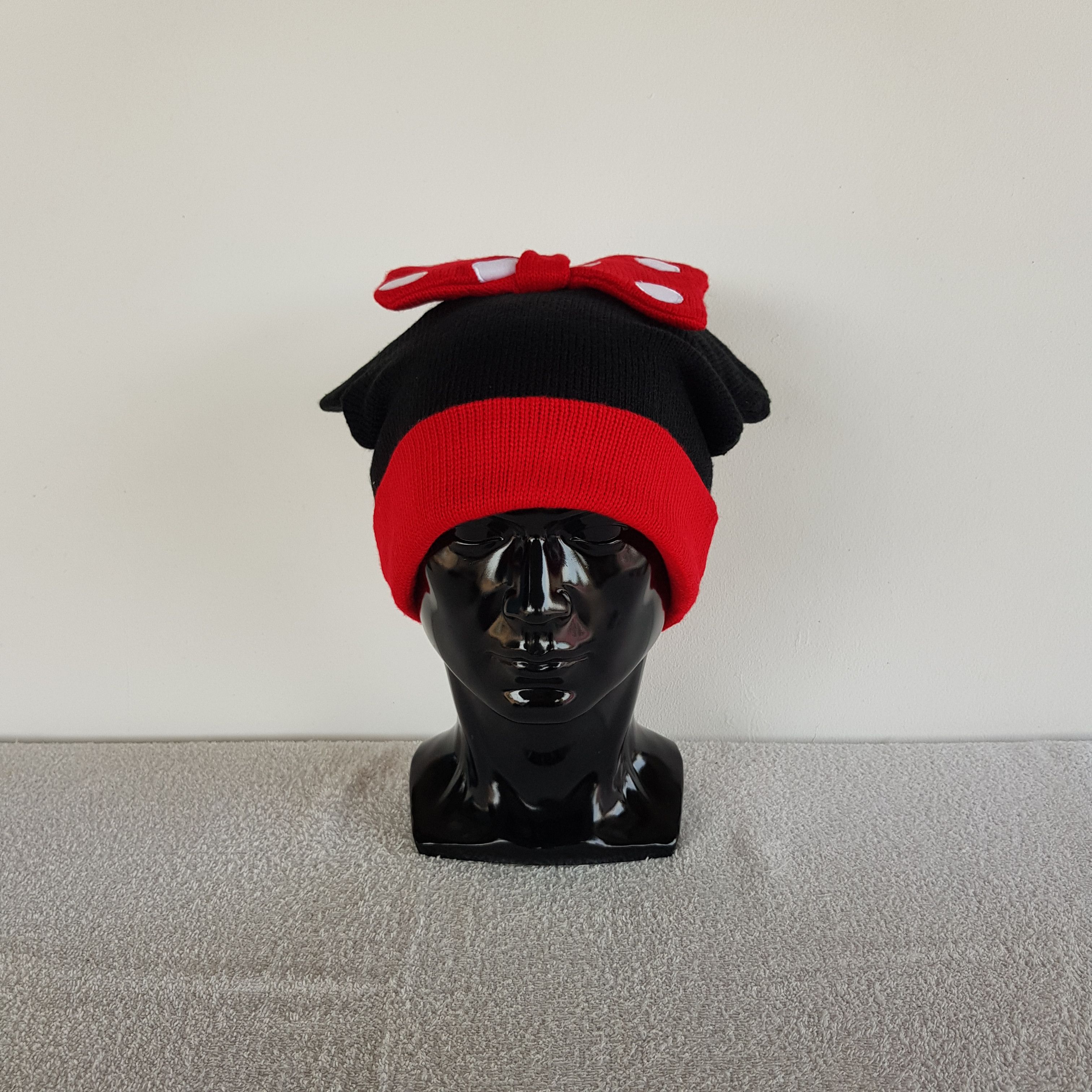 Disney Vintage Minnie Mouse Beanie Y2K Cartoon Ribbon Snow Caps Hat Size ONE SIZE - 2 Thumbnail