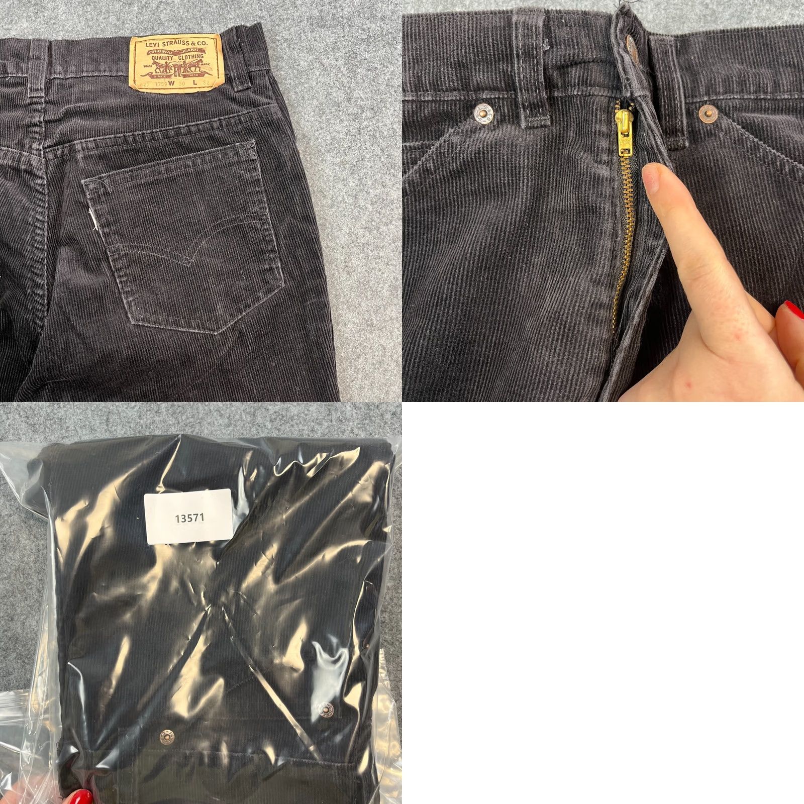 Levi's VINTAGE Levi's Corduroy Jeans Regular Straight 28 32 UK 8 Dark Black 80s Mens Jeans Size US 28 / EU 44 - 8 Thumbnail
