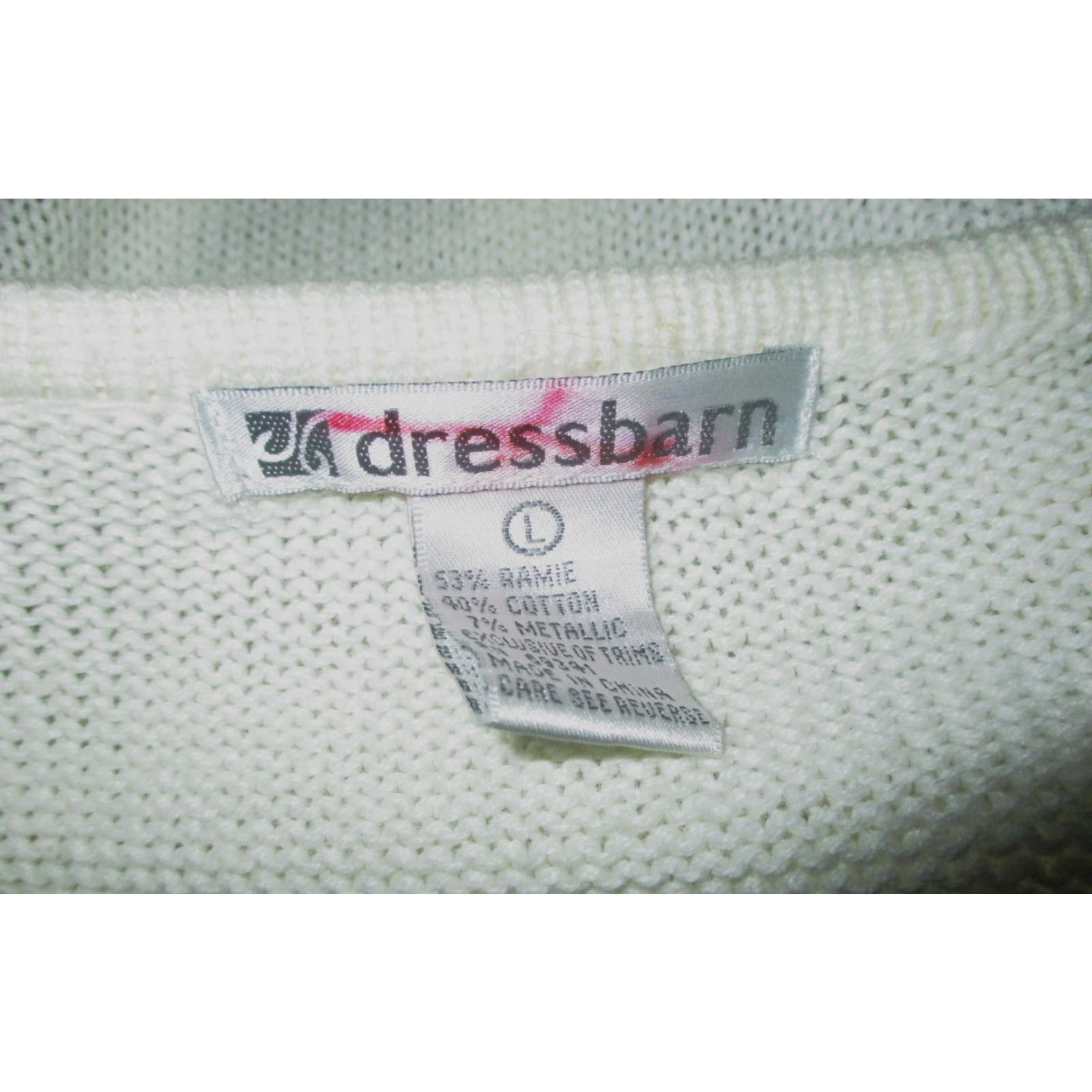 Vintage DRESSBARN Beige Metallic Beaded Cardigan Sweater Women's L Cardigan Knit Ramie Blend Long Sleeve Boat Neck All Seasons Casual Womens Fashion Size L / US 10 / IT 46 - 5 Thumbnail