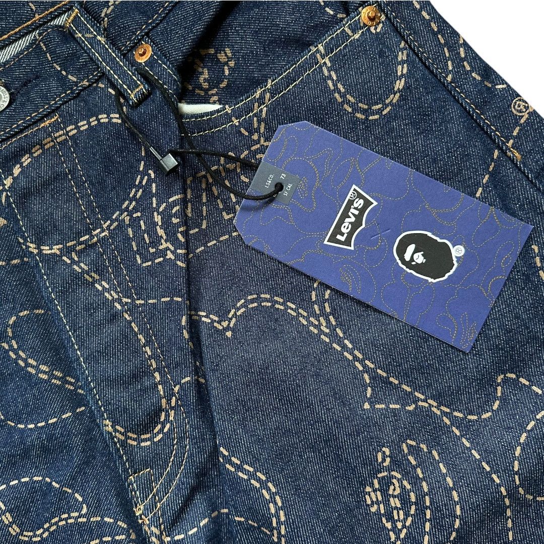 Bape Brand New 33" X 32" Bape Levis Camo Print Denim Jeans Size US 33 - 5 Thumbnail