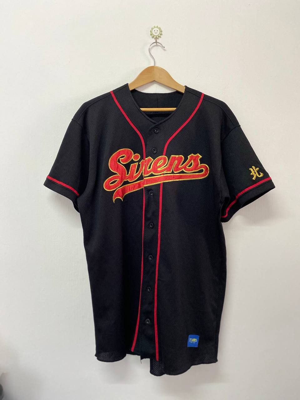 image of Avant Garde x Mlb Vintage Sirens Japanese Baseball Jersey Nice Design in Black Red, Men's (Size XL)