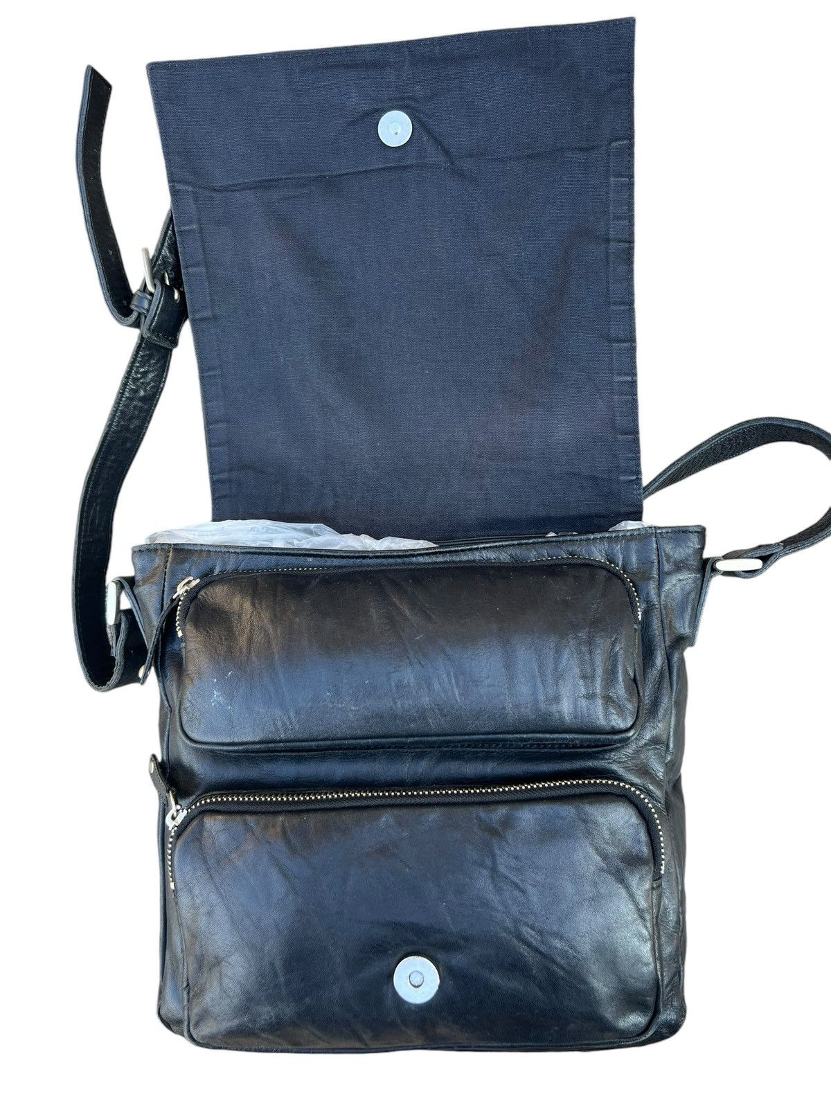 Japanese Brand × Leather Vintage pour deux ACCE. Japan Patina Leather Cargo Sling Bag Size ONE SIZE - 8 Thumbnail