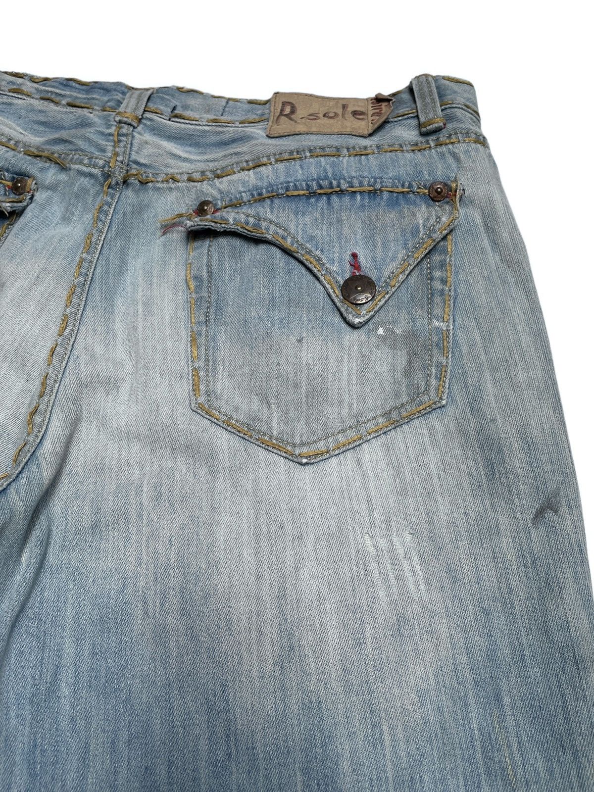 If Six Was Nine × Japanese Brand Rare Design Vintage Brand R.Sole Ripped Baggy Jeans 2000s Size US 37 - 10 Thumbnail