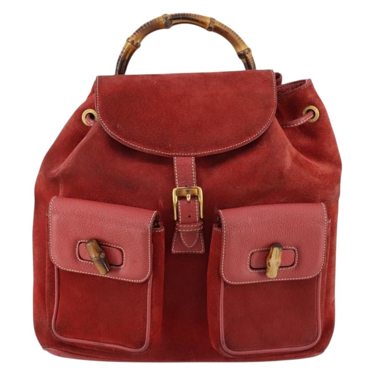 Gucci Gucci Vintage Bamboo Backpack Suede Size ONE SIZE - 1 Thumbnail