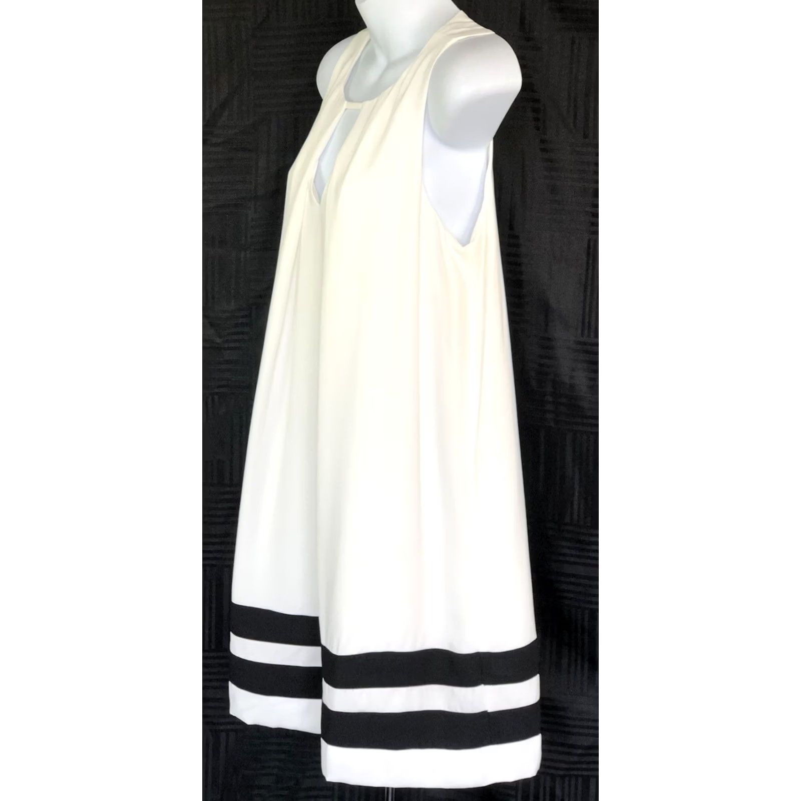 Forever 21 FOREVER 21 Sleeveless Dress S White Striped Knee Length Keyhole Front A-Line Beach Preppy Summer Women’s New with Tags Mens? (adjust if needed) Size S / US 4 / IT 40 - 3 Thumbnail