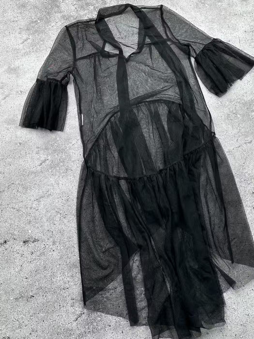 Japanese Brand Vintage Mesh Gothic Flare Dress C281(V436) Size M / US 6-8 / IT 42-44 - 6 Thumbnail