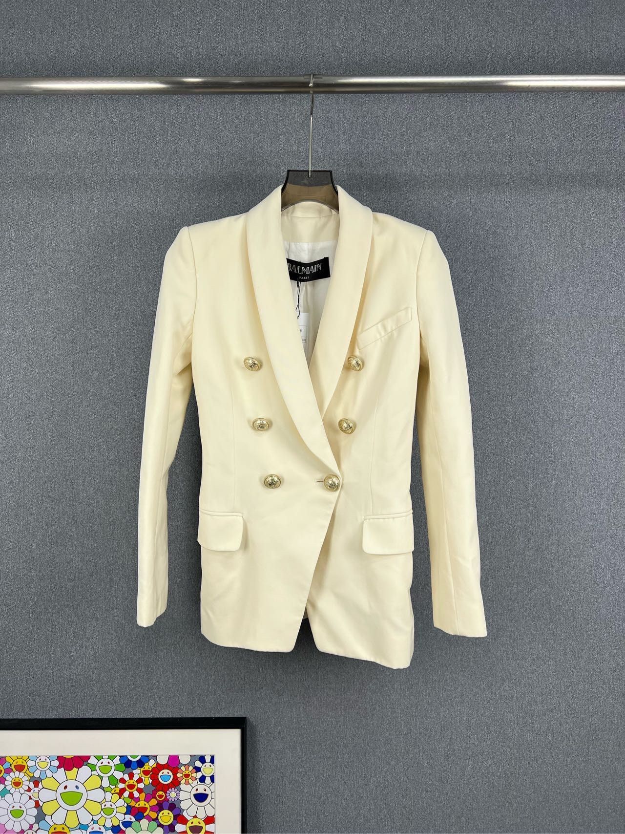 Balmain BALMAIN Beige Double-Breasted Blazer Size XXS / US 00 / IT 34 - 1 Thumbnail