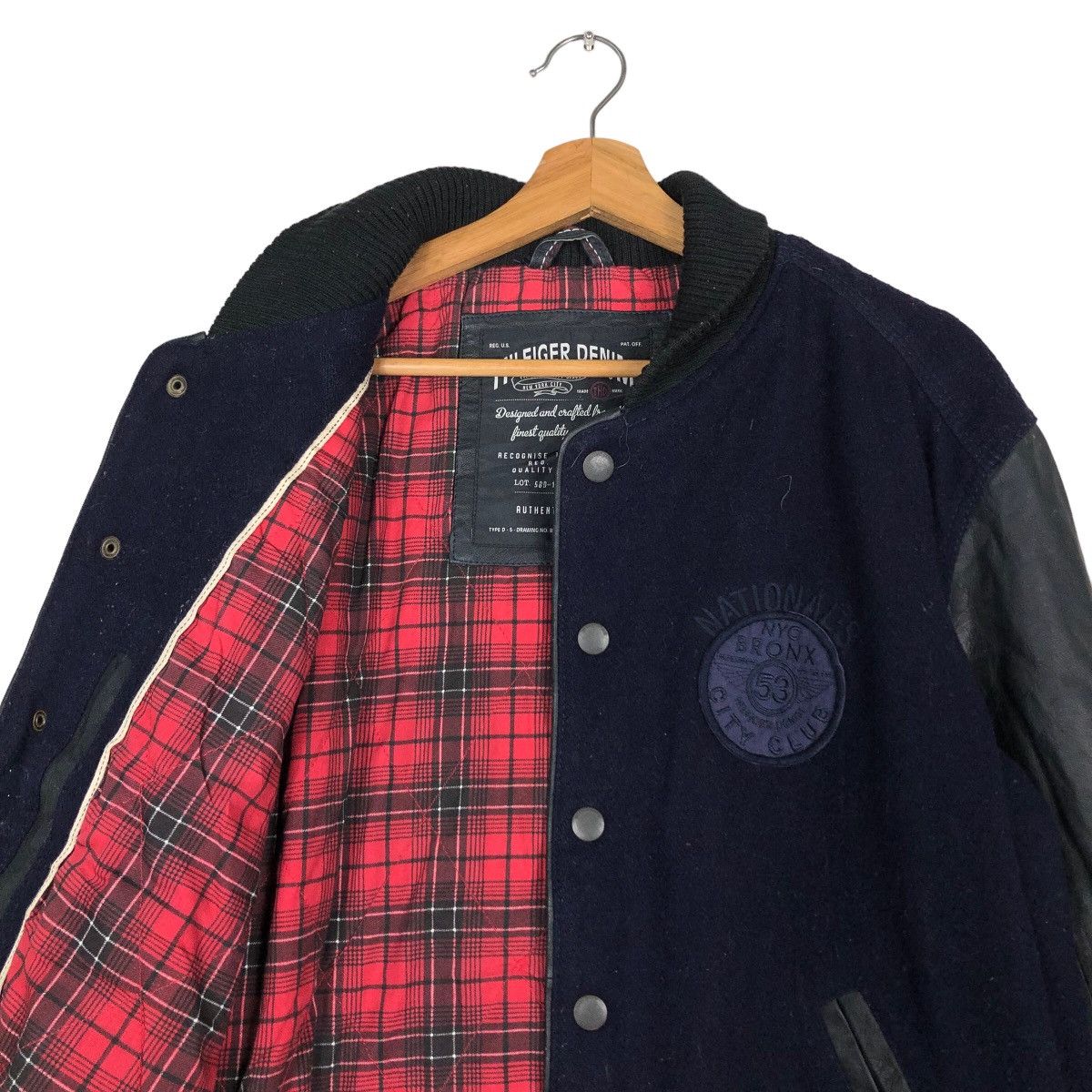 Japanese Brand Vintage Leather Jacket Fly Hilfiger Denim Big Logo SpellOut Size US L / EU 52-54 / 3 - 12 Thumbnail