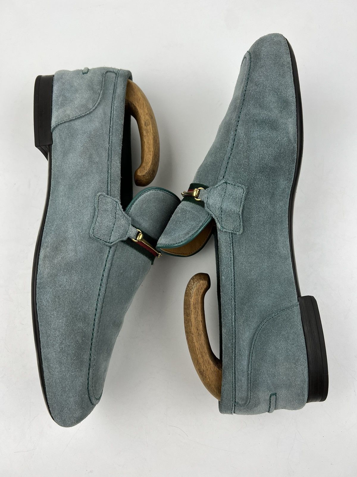 Gucci GUCCI Loafers Suede Slip Ons Shoes HORSEBIT Web Stripe Blue Size US 9.5 / EU 42-43 - 14 Thumbnail