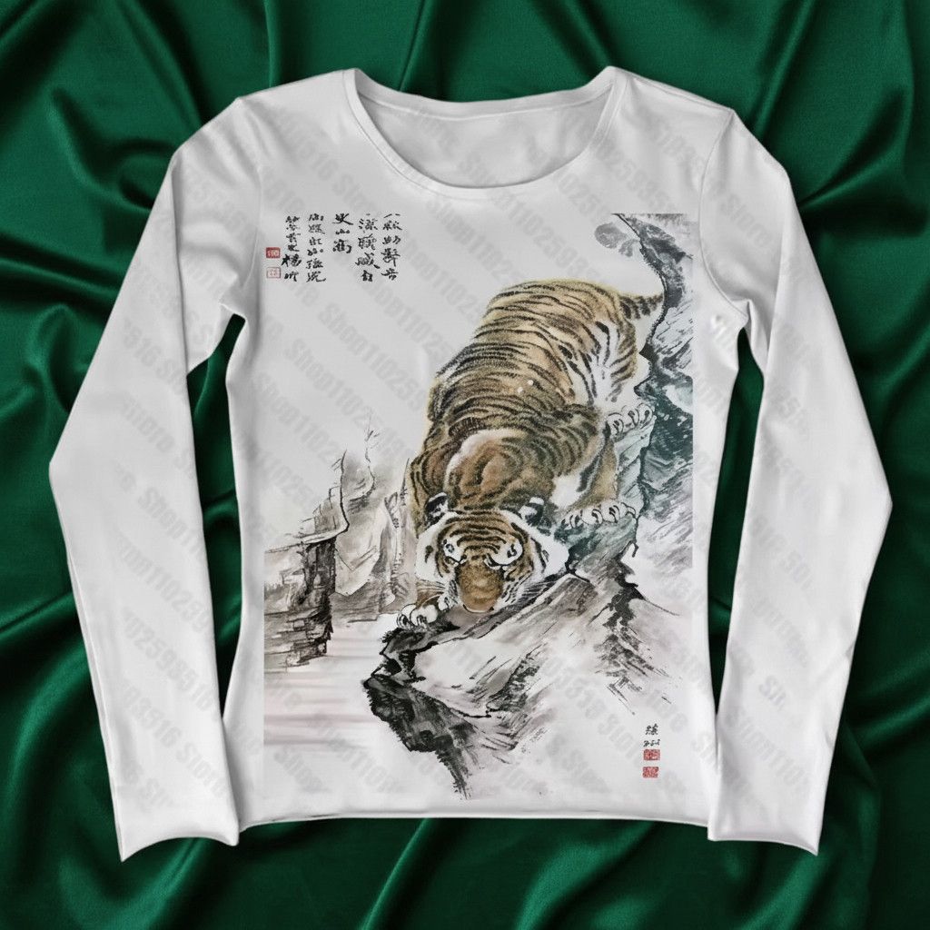 Other Goth 90 Vintage Ink Paint Tiger Star Girl Long Sleeve Shirt Size S / US 4 / IT 40 - 1 Thumbnail