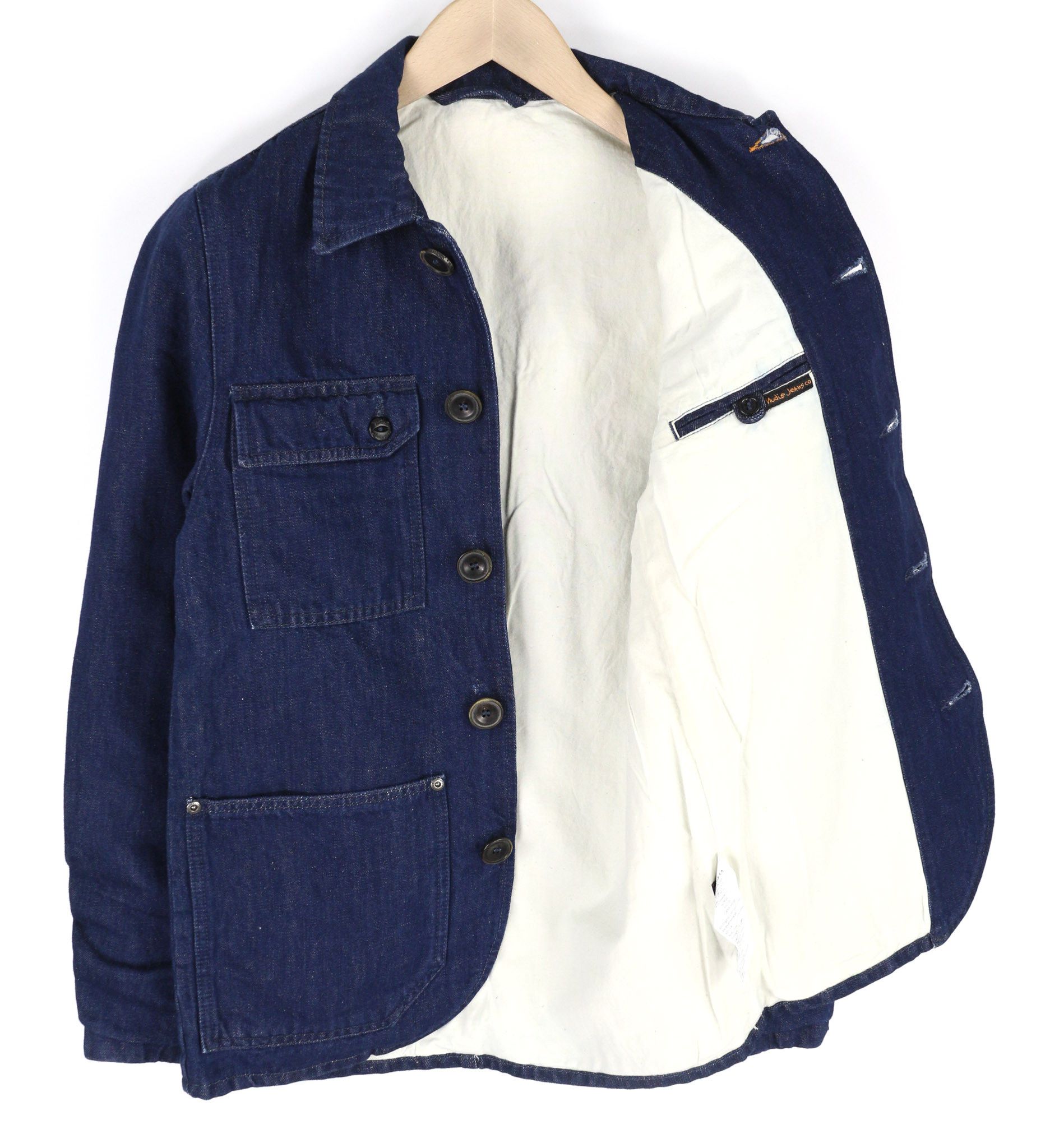 Nudie Jeans RICCO DARK HEMP XS Blue Cotton Blend Jacket 81080 Size US XS / EU 42 / 0 - 4 Thumbnail