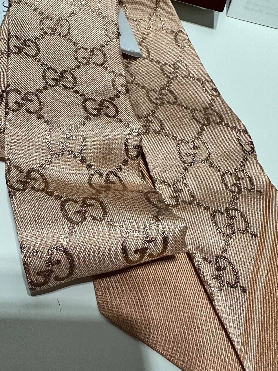Gucci Gucci Silk Scarf Bandeau Monogram GG Pink New 100% Auth Size ONE SIZE - 8 Thumbnail