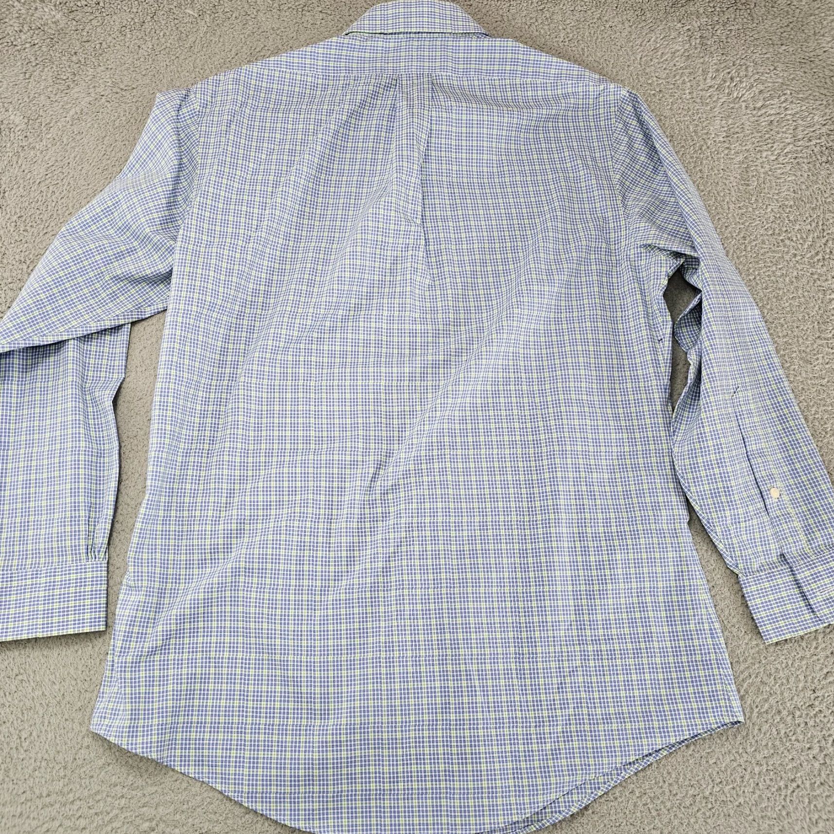 Vintage Kirkland Signature Dress Shirt Mens L Blue 15.5 33 Check Tailored Fit Size 42R - 6 Thumbnail