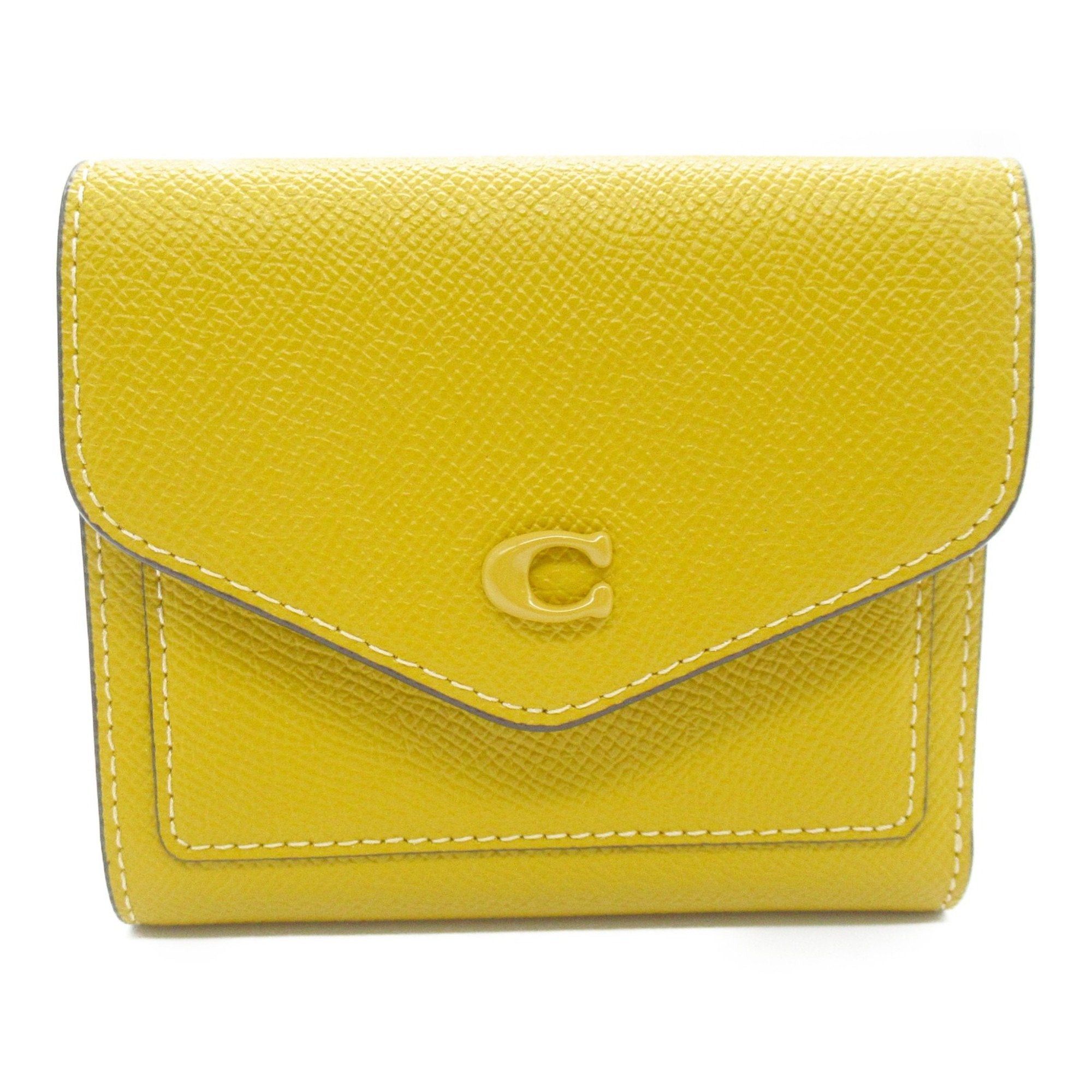 image of Coach Two Fold Wallet Yellow Leather Ch808B4Ebv, Women's