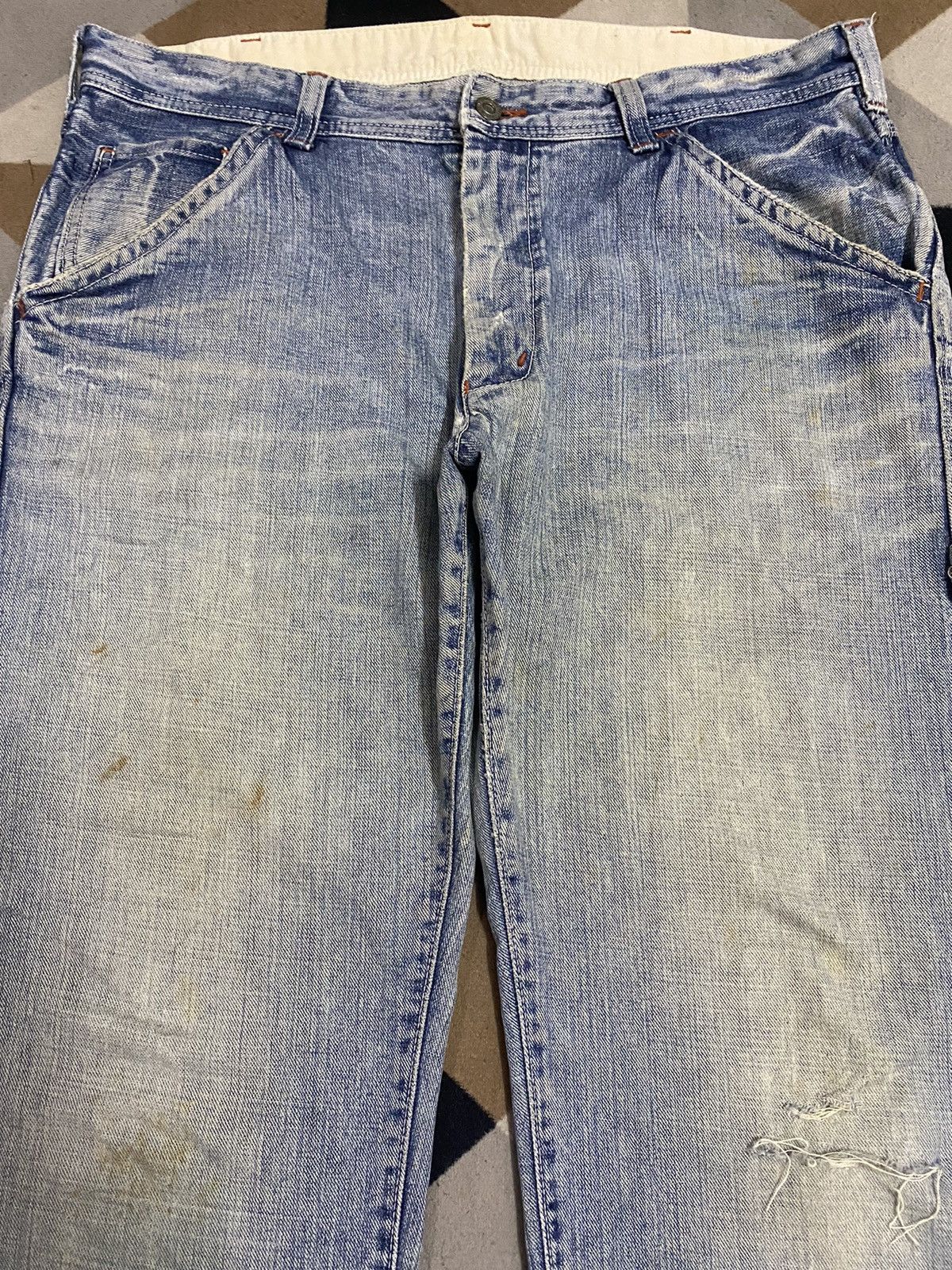 Japanese Brand Distressed Vintage Blue Denim Carpenter Jeans With a Relaxed Size US 38 / EU 54 - 3 Thumbnail