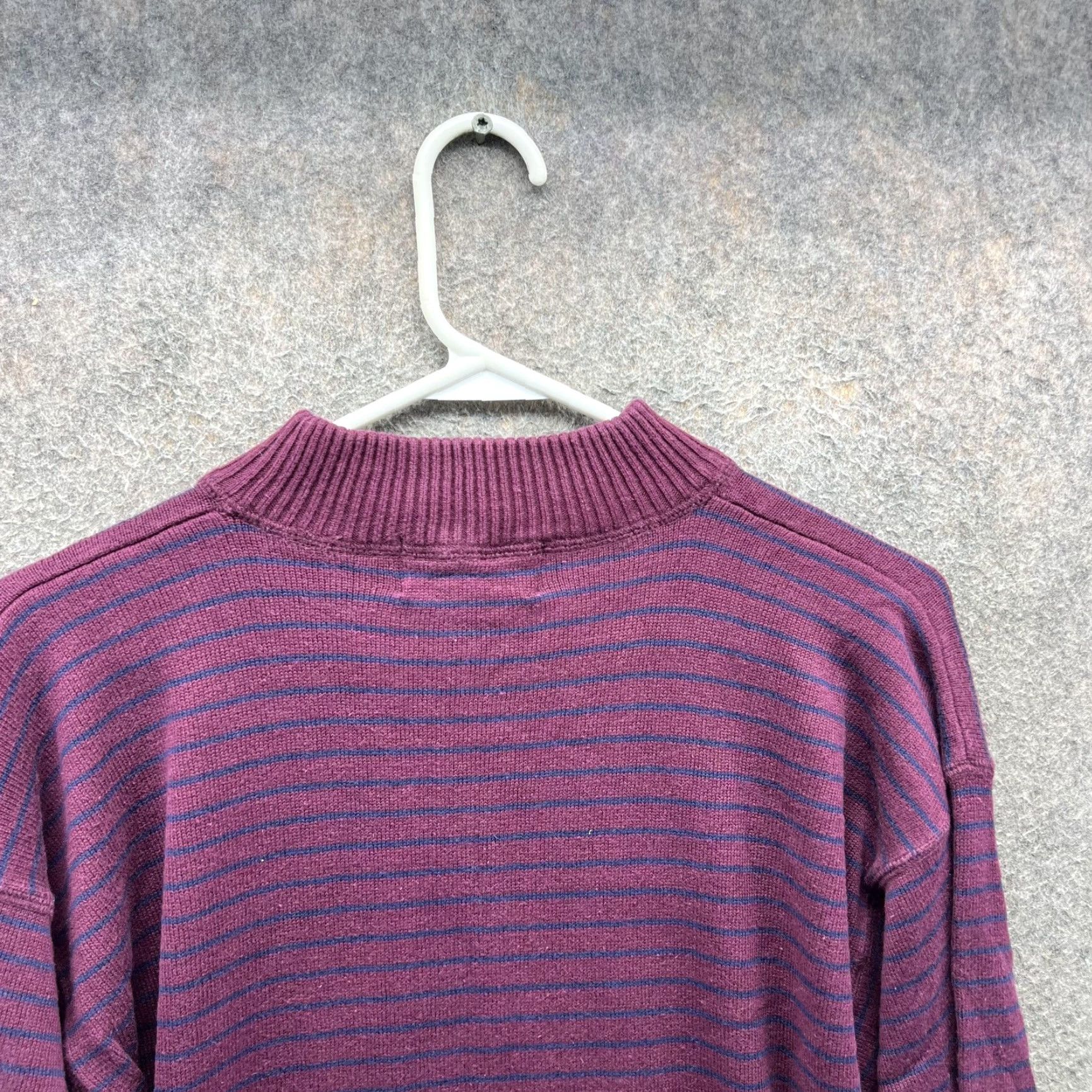 Eddie Bauer VINTAGE Eddie Bauer Sweater Mens Medium Purple Stripe Mock Neck Cotton Knit 90s Size US M / EU 48-50 / 2 - 7 Thumbnail