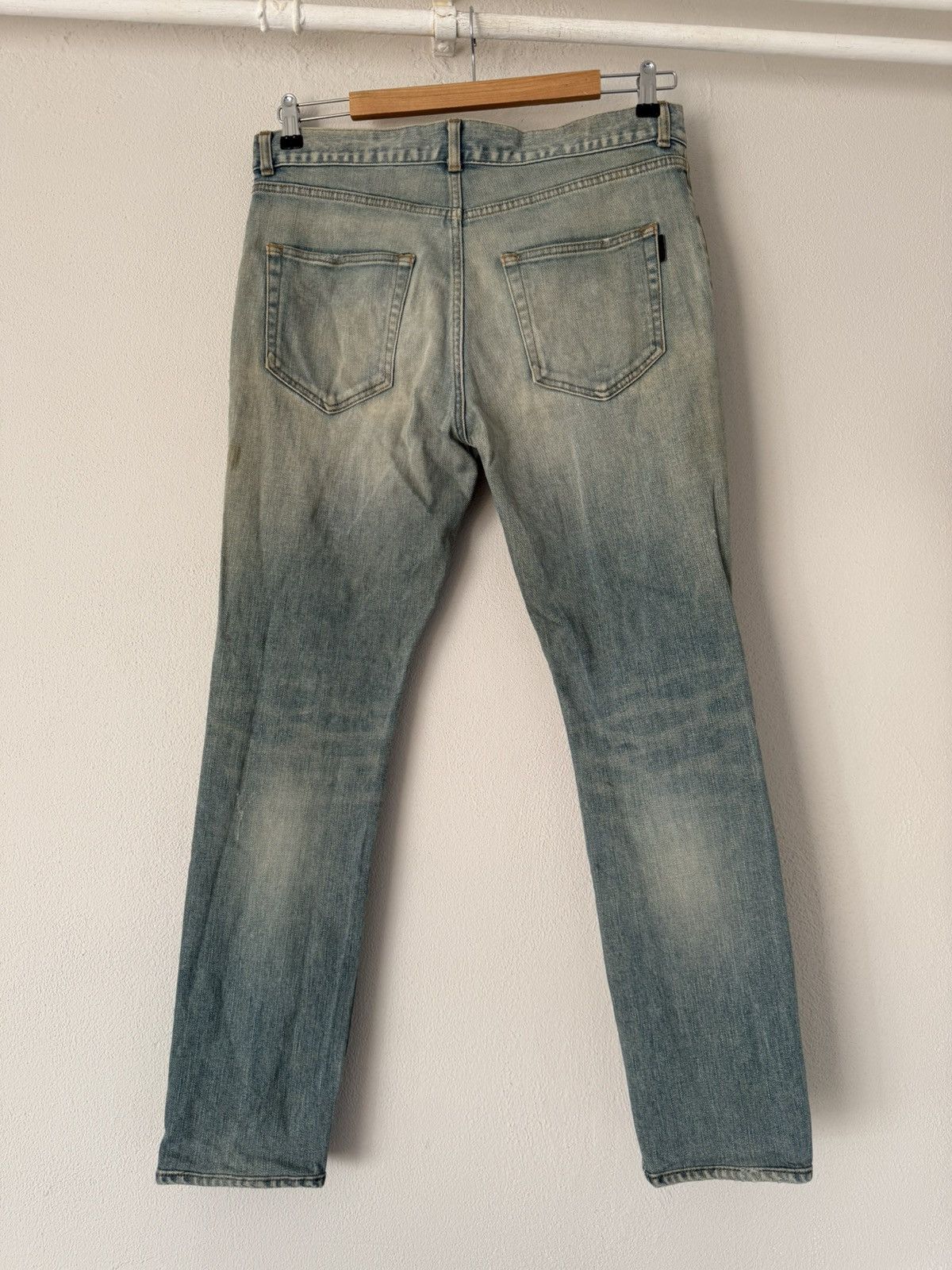 Saint Laurent Paris Distressed Skinny Jeans in Faded Indigo Size US 32 / EU 48 - 2 Thumbnail