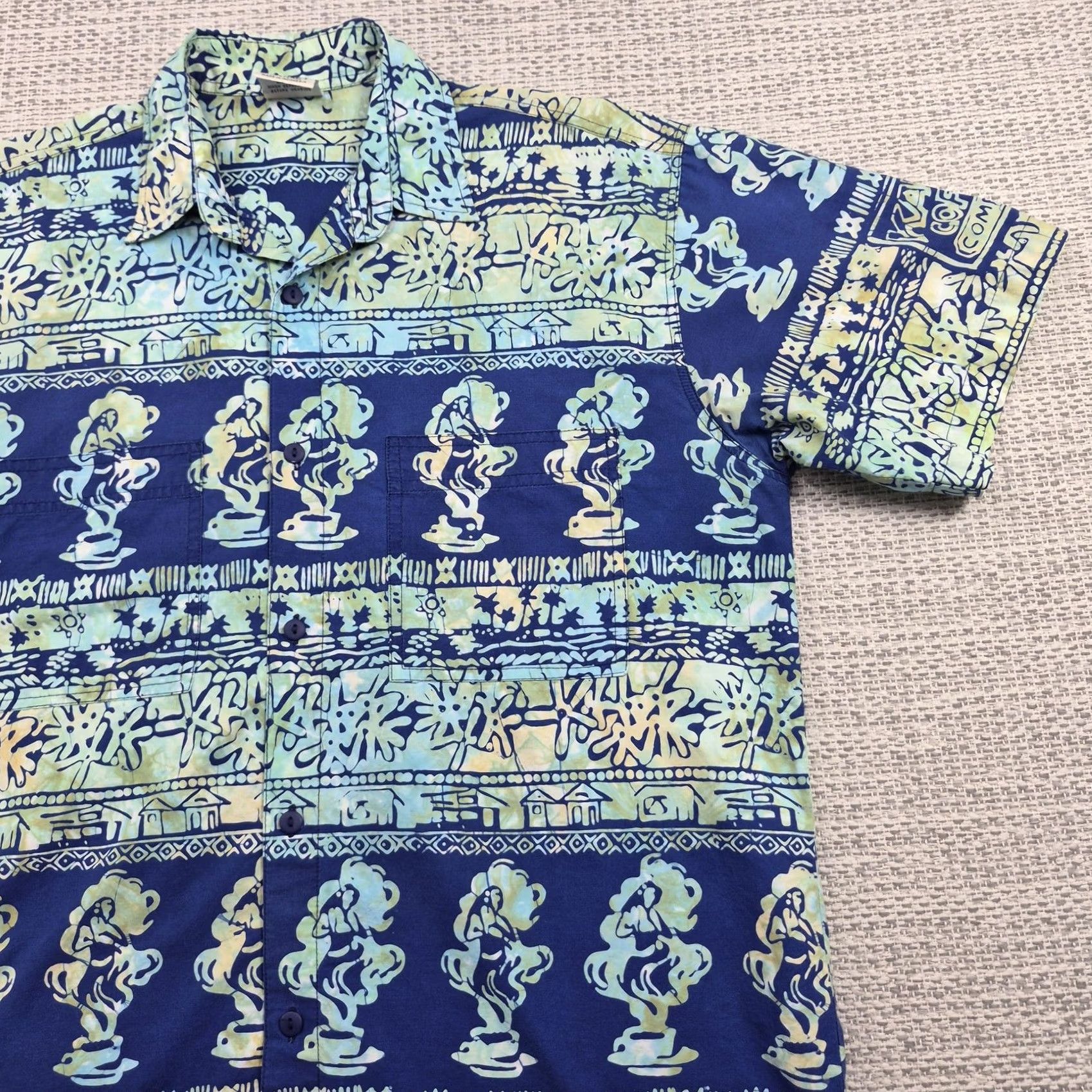 ALOHAS Rum Reggae Button Up Shirt Mens Medium Blue Hawaiian Aloha Short Sleeve Casual Shirt Size US M / EU 48-50 / 2 - 2 Thumbnail