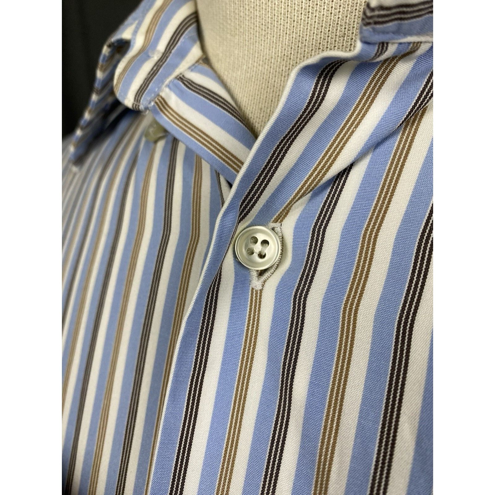 Burberry Burberry Men's Blue Striped Longsleeve Striped Shirt Size 3 Size US L / EU 52-54 / 3 - 8 Thumbnail