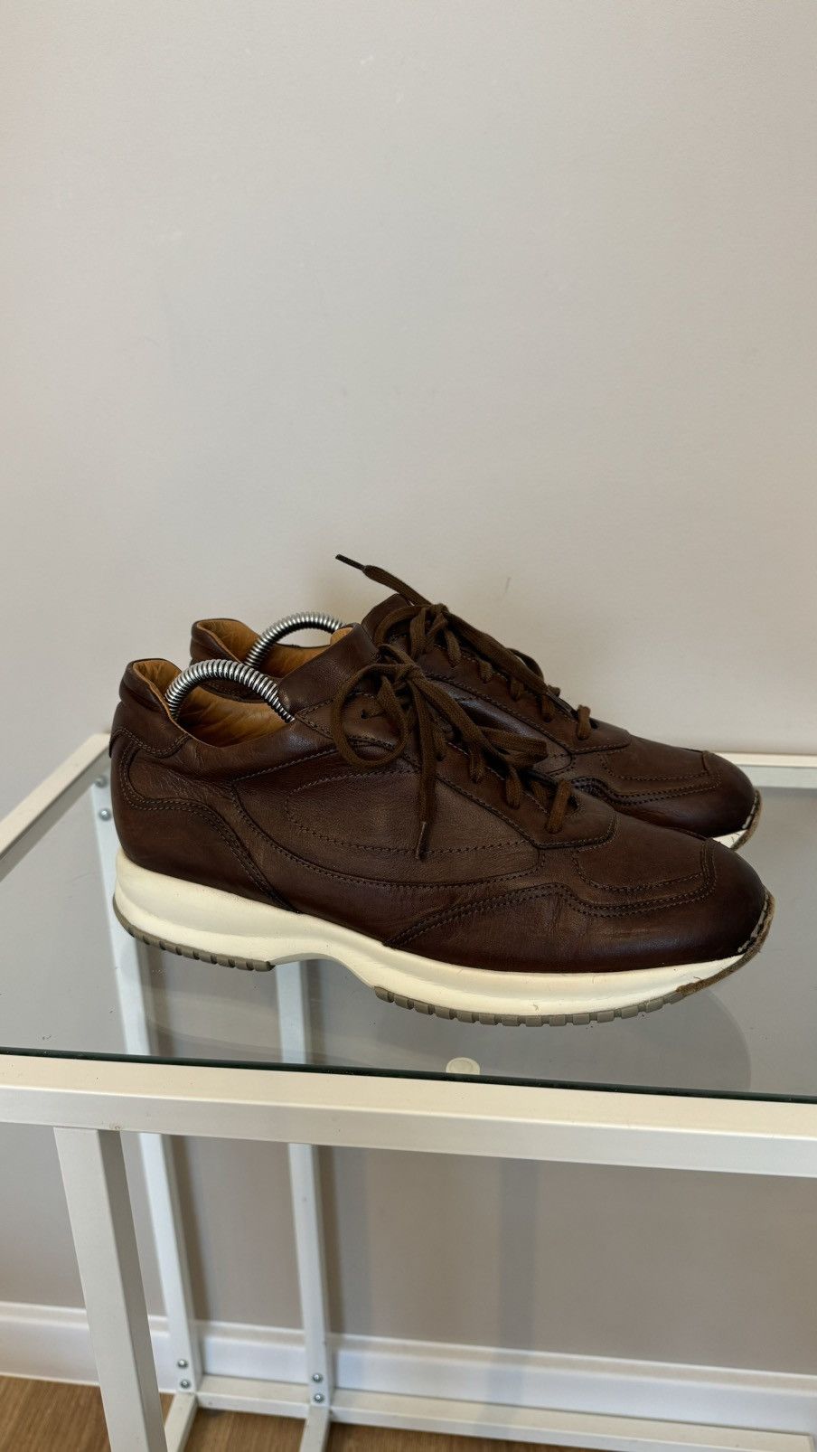 Santoni Santoni Brown leather sneakers lace up made in Italy rare Size US 9.5 / EU 42-43 - 4 Thumbnail