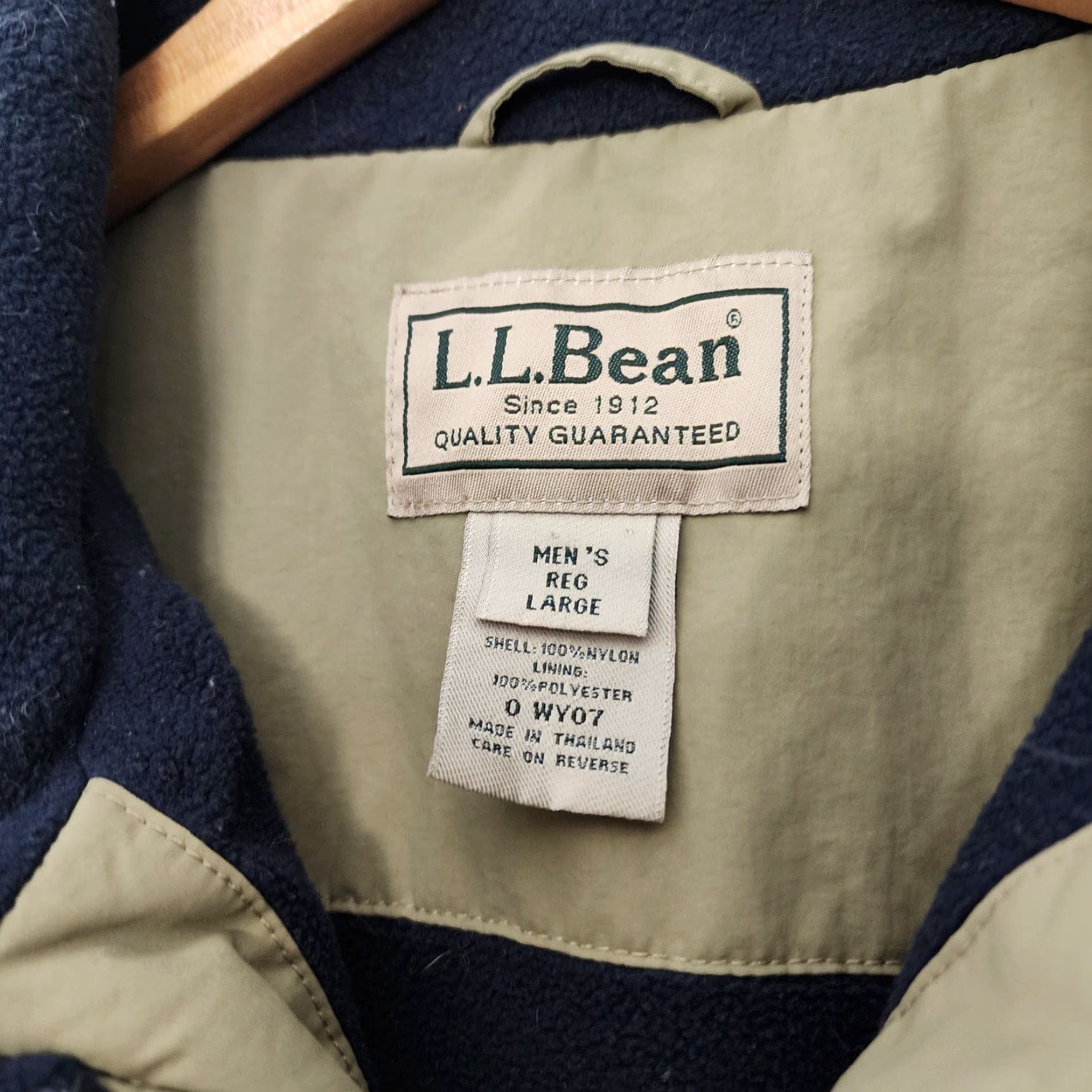 Vintage L.L. Bean Vest Fleece Lined Mens Large Beige Blue Windbreaker Outdoors Nylon Size US L / EU 52-54 / 3 - 4 Thumbnail