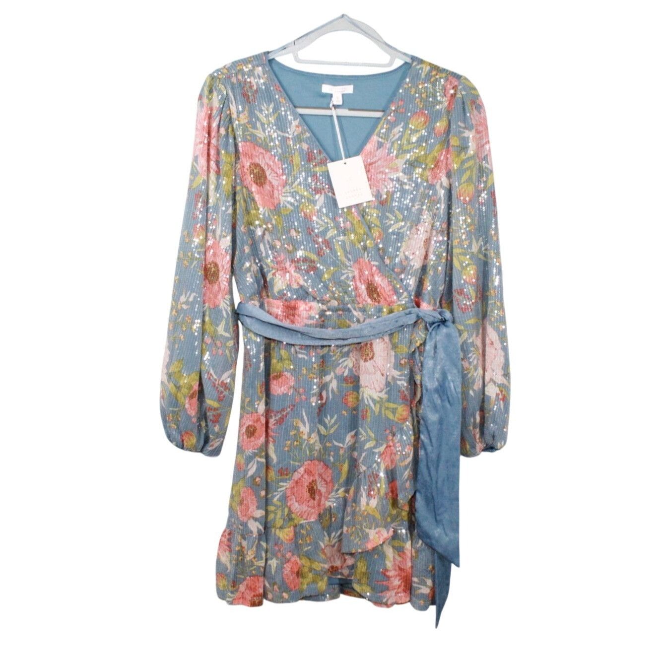 Lauren Conrad NEW LC Lauren Conrad Faux Wrap Fit & Flare Dress Sequin Size S / US 4 / IT 40 - 1 Thumbnail