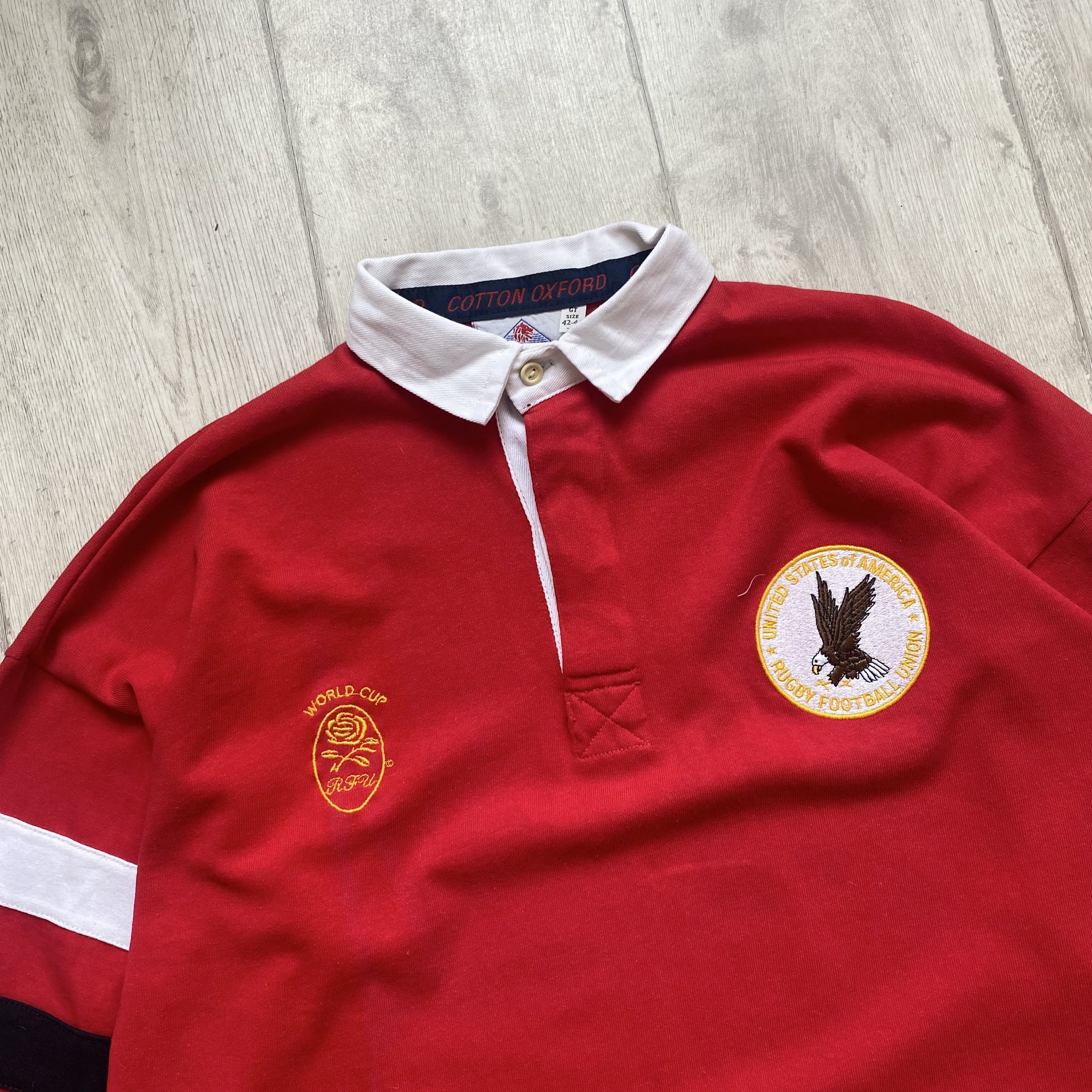 Cotton Traders 🏈USA Rugby Football Union Polo jersey - 1980s World cup Size US L / EU 52-54 / 3 - 2 Thumbnail