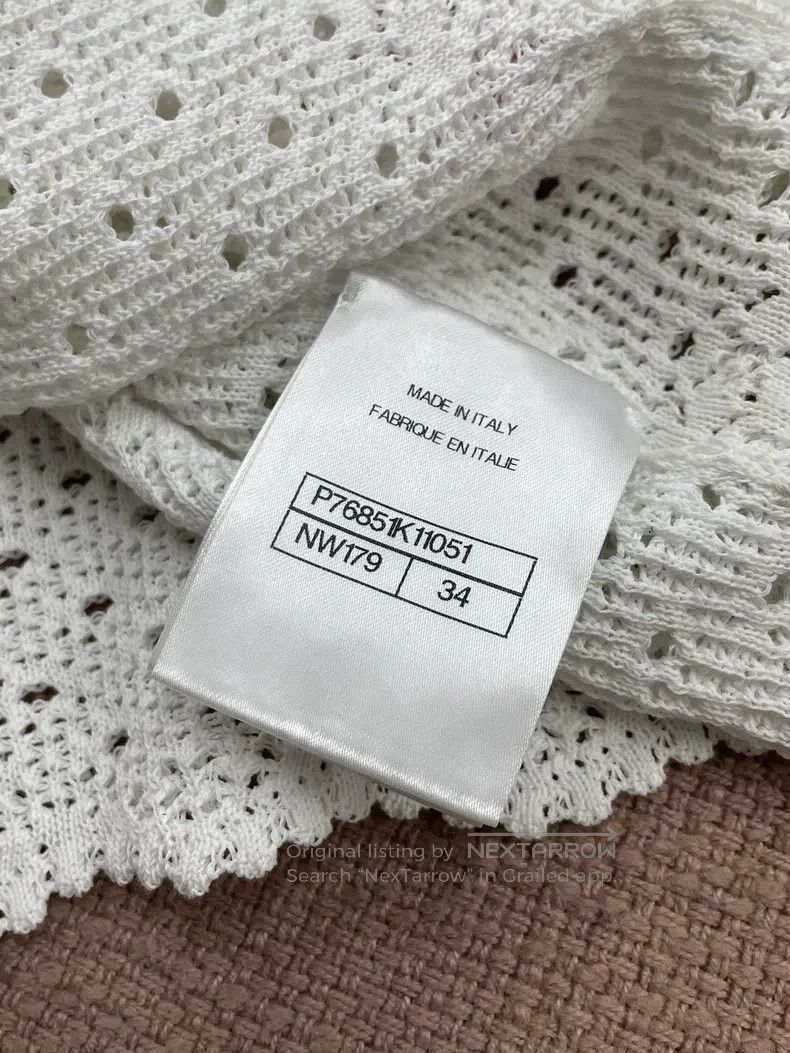 Chanel Chanel 24P white knitted hollowed-out pink-edged vest Size XXS / US 00 / IT 34 - 5 Thumbnail