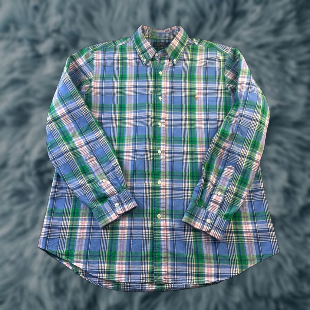 Ralph Lauren Ralph Lauren Shirt XL Blue Button-Up Collared Classic Mens Long Sleeve Cotton Vintage No Size US XL / EU 56 / 4 - 1 Thumbnail