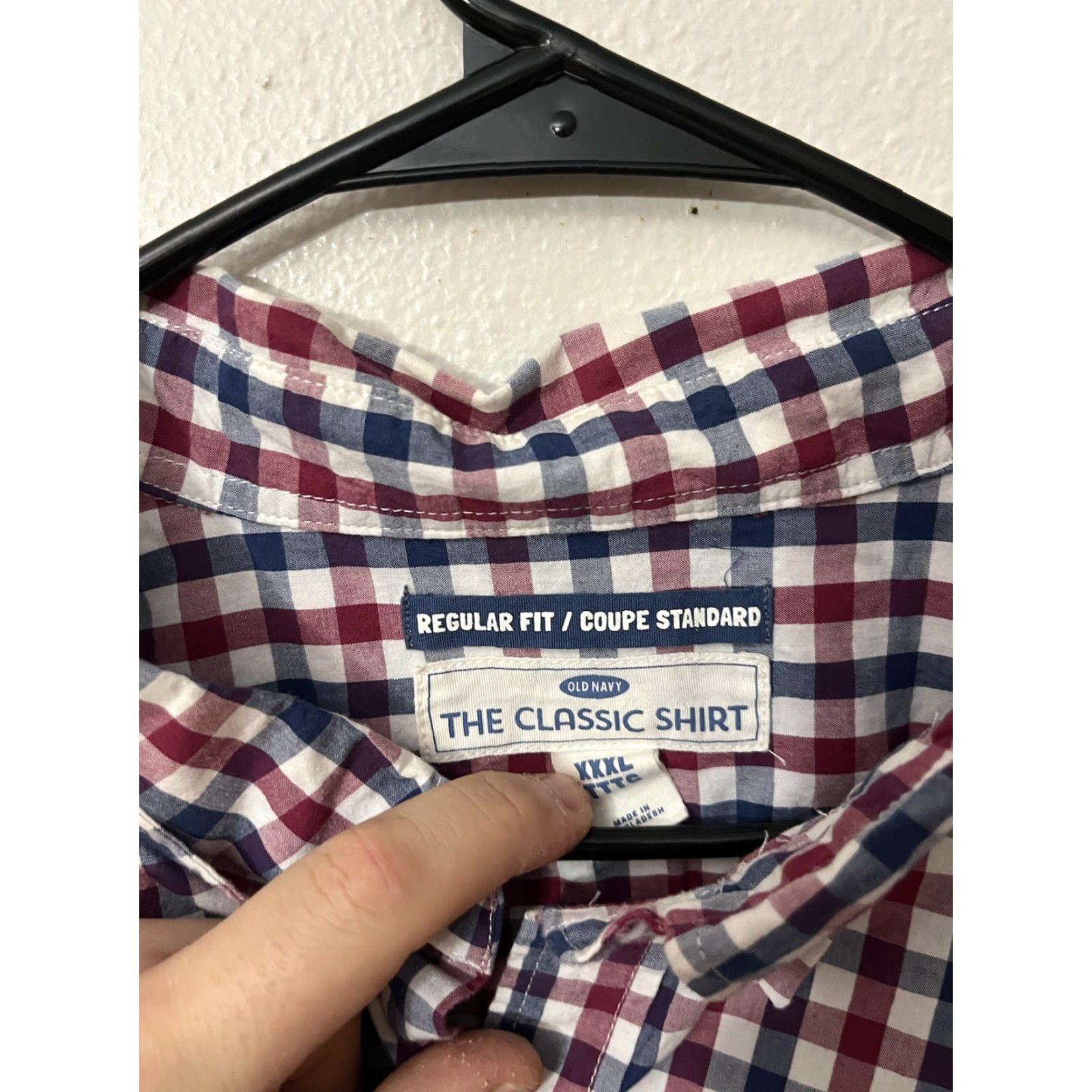 Old Navy Old Navy Gingham Check Dress Shirt, Collared Button-Down, Multicolor, 3XL, Slim Fit, Mens Size US XXL / EU 58 / 5 - 3 Thumbnail