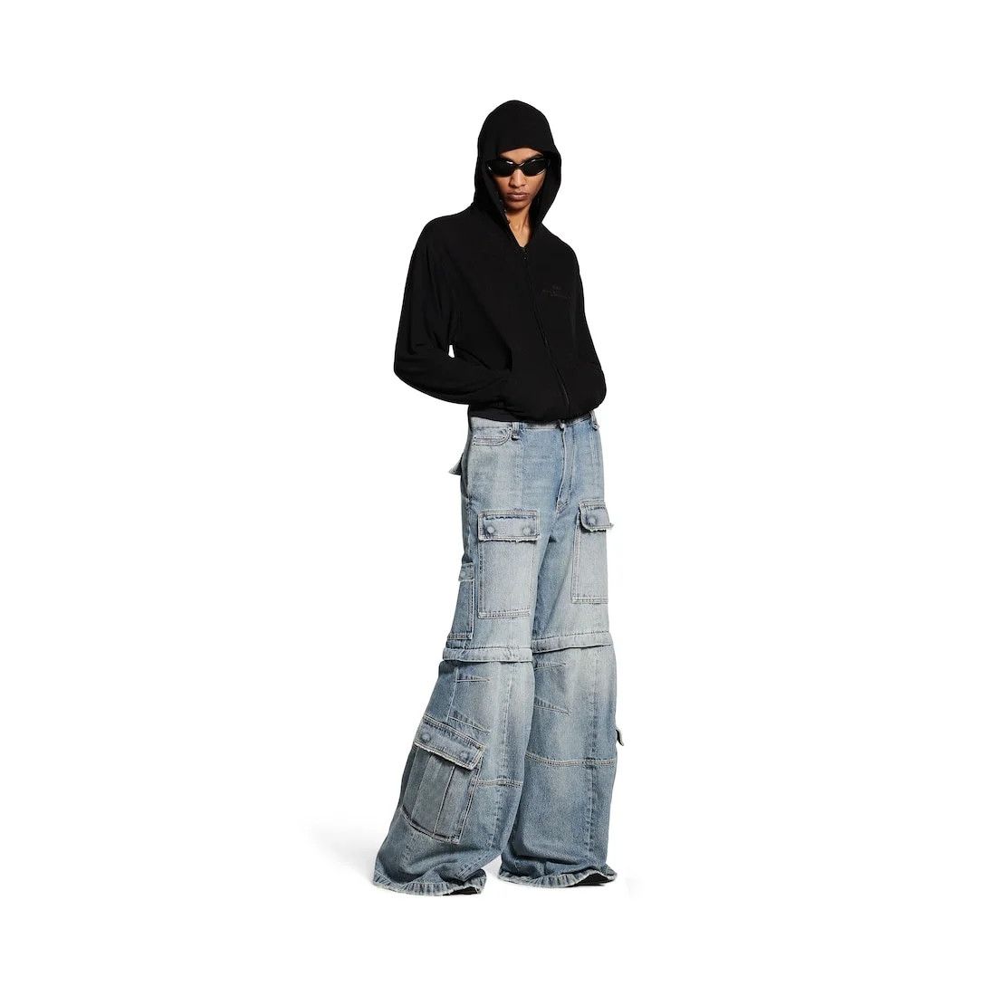 Balenciaga o1tr1nto0426 Flared Cargo Pants in Blue Size 25" / US 0 / IT 36 - 2 Thumbnail