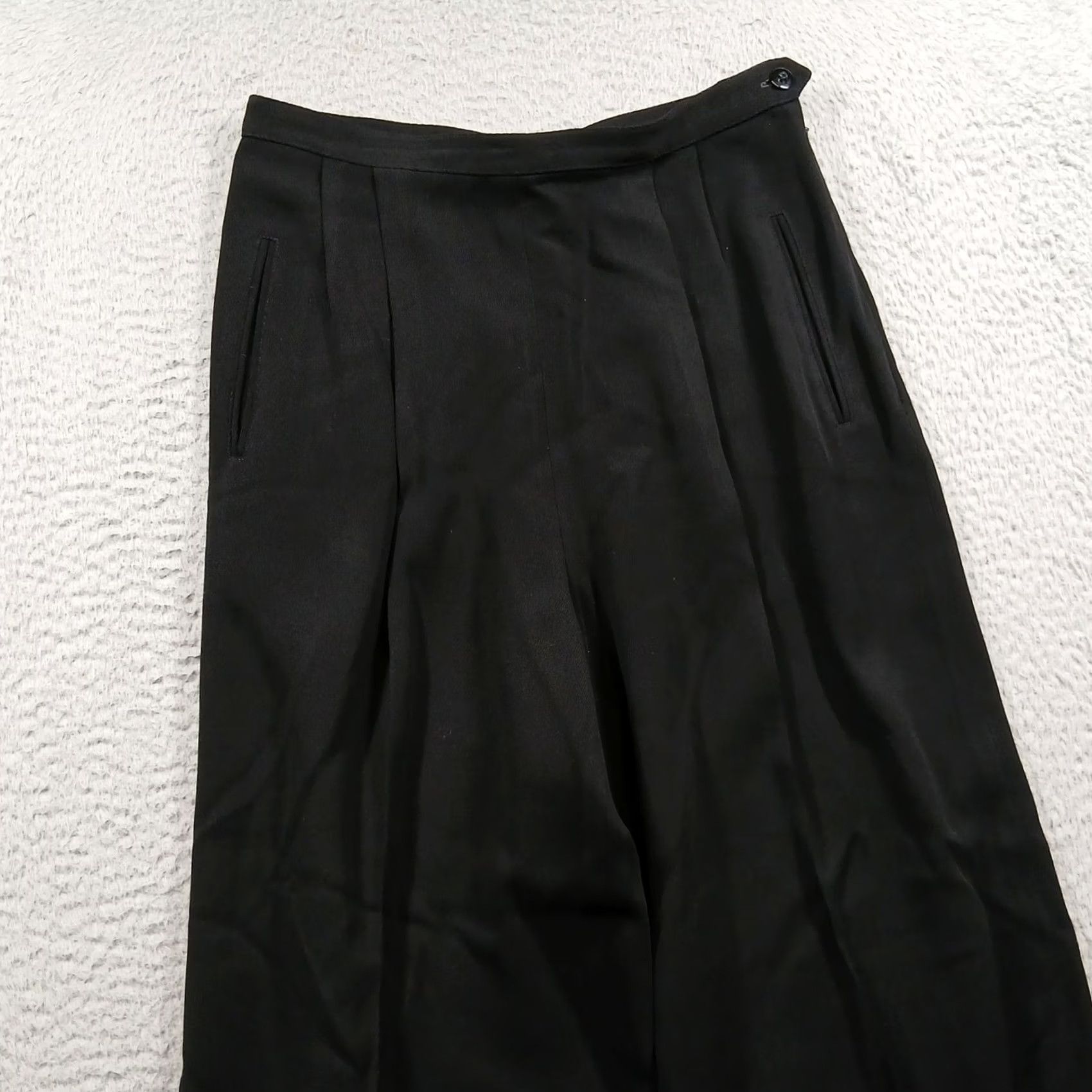 Vintage VINTAGE Calvin Klein Collection Wool Blend Wide Leg Trousers Women's Size 8 Black Pants Dress Pants Wide-Leg Size 30" / US 8 / IT 44 - 6 Thumbnail