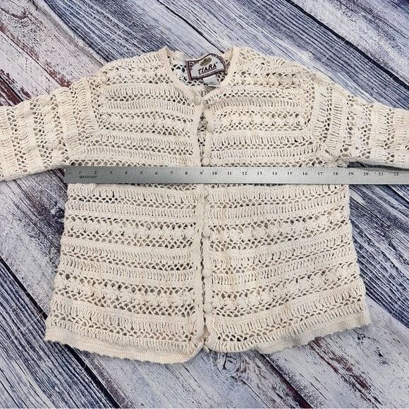 Other Vintage Tiara International Crochet Knit Cardigan Size L / US 10 / IT 46 - 7 Thumbnail