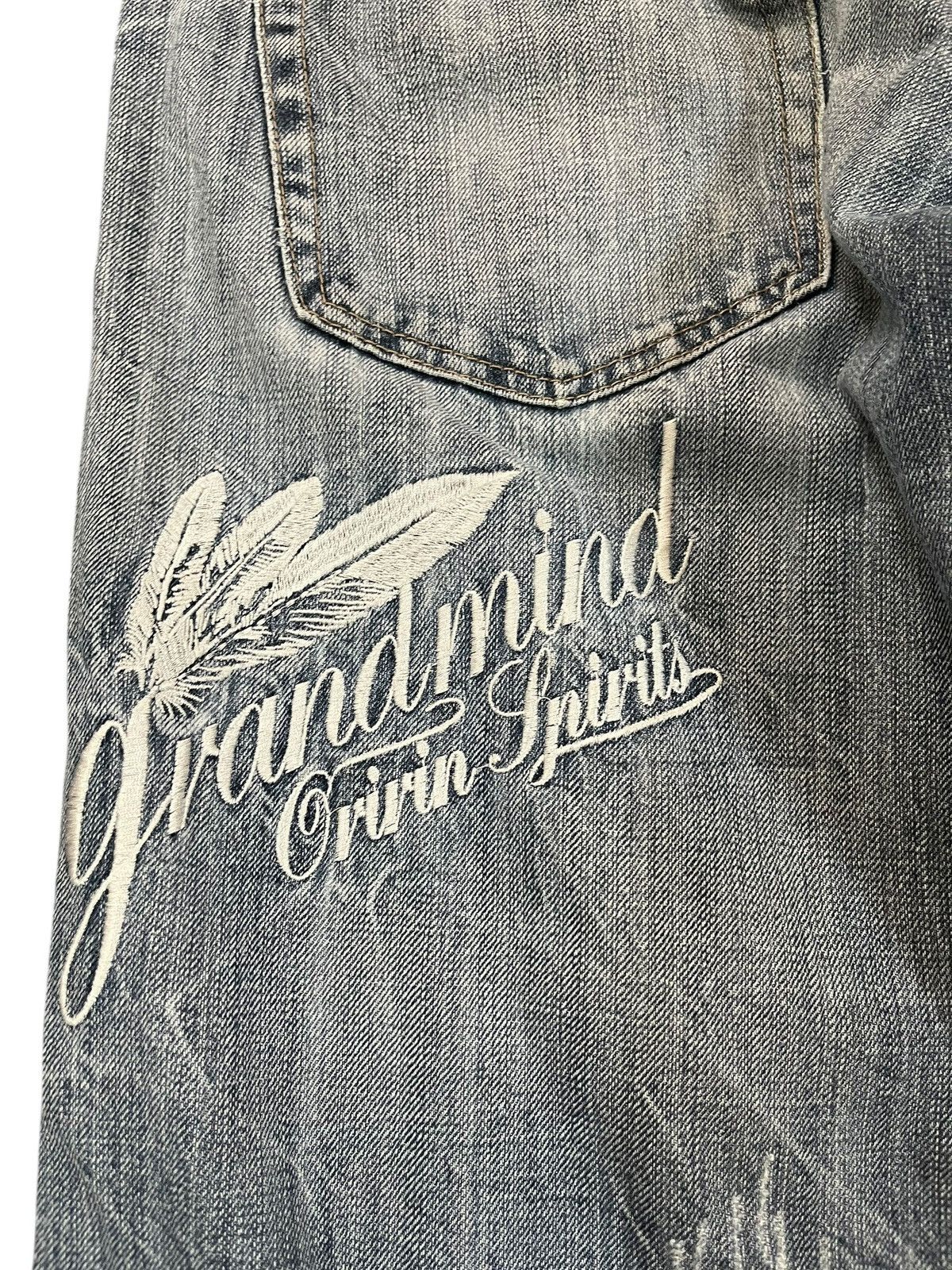 Japanese Brand × POST ARCHIVE FACTION (PAF) × Vintage Vintage Oririn Embroidded Grandmind Ripped Distressed Denim Size US 31 - 8 Thumbnail