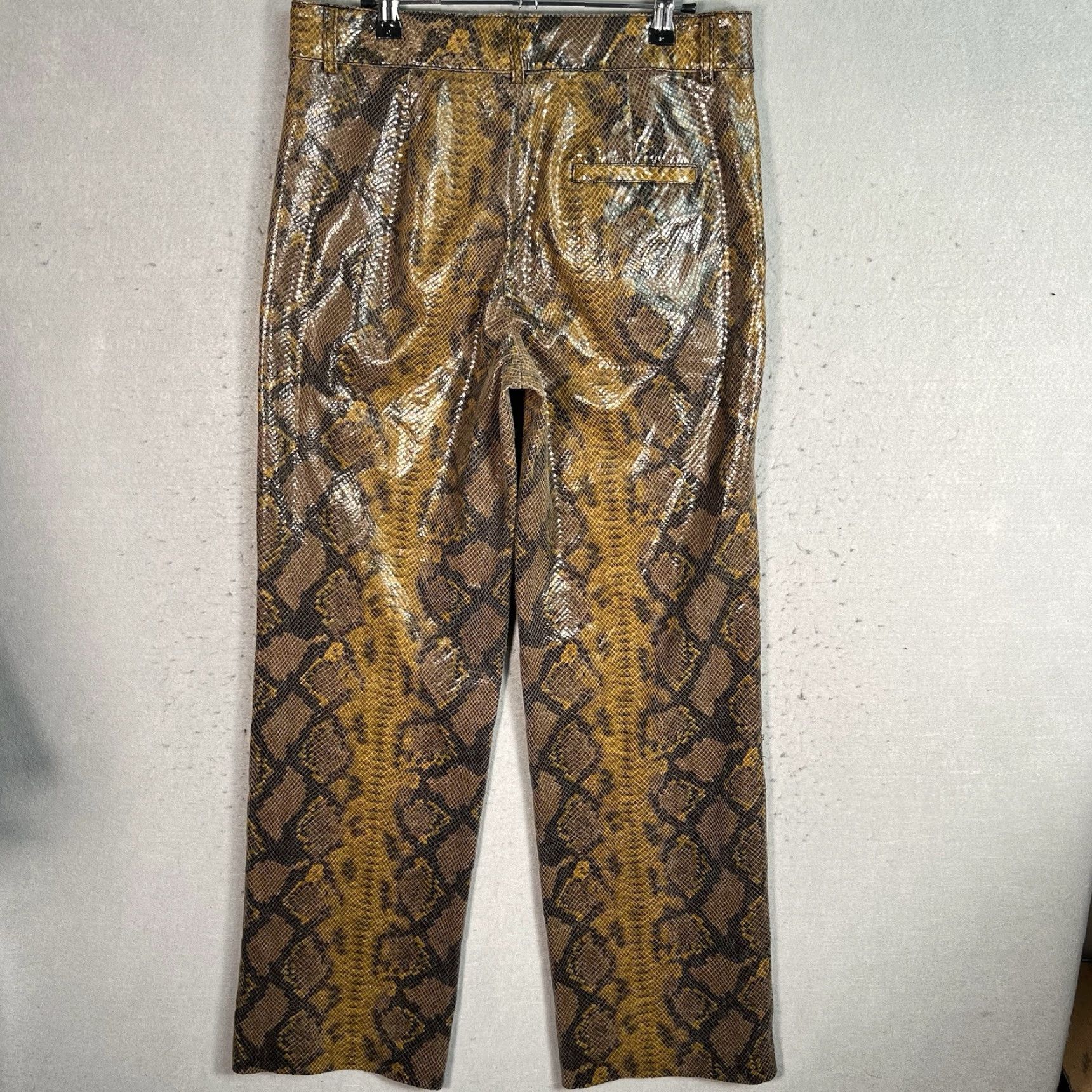 Zara VINTAGE Zara Snakeskin Wide Leg Pants Womens Small Brown High Rise Straight Fit Size 28" / US 6 / IT 42 - 2 Thumbnail
