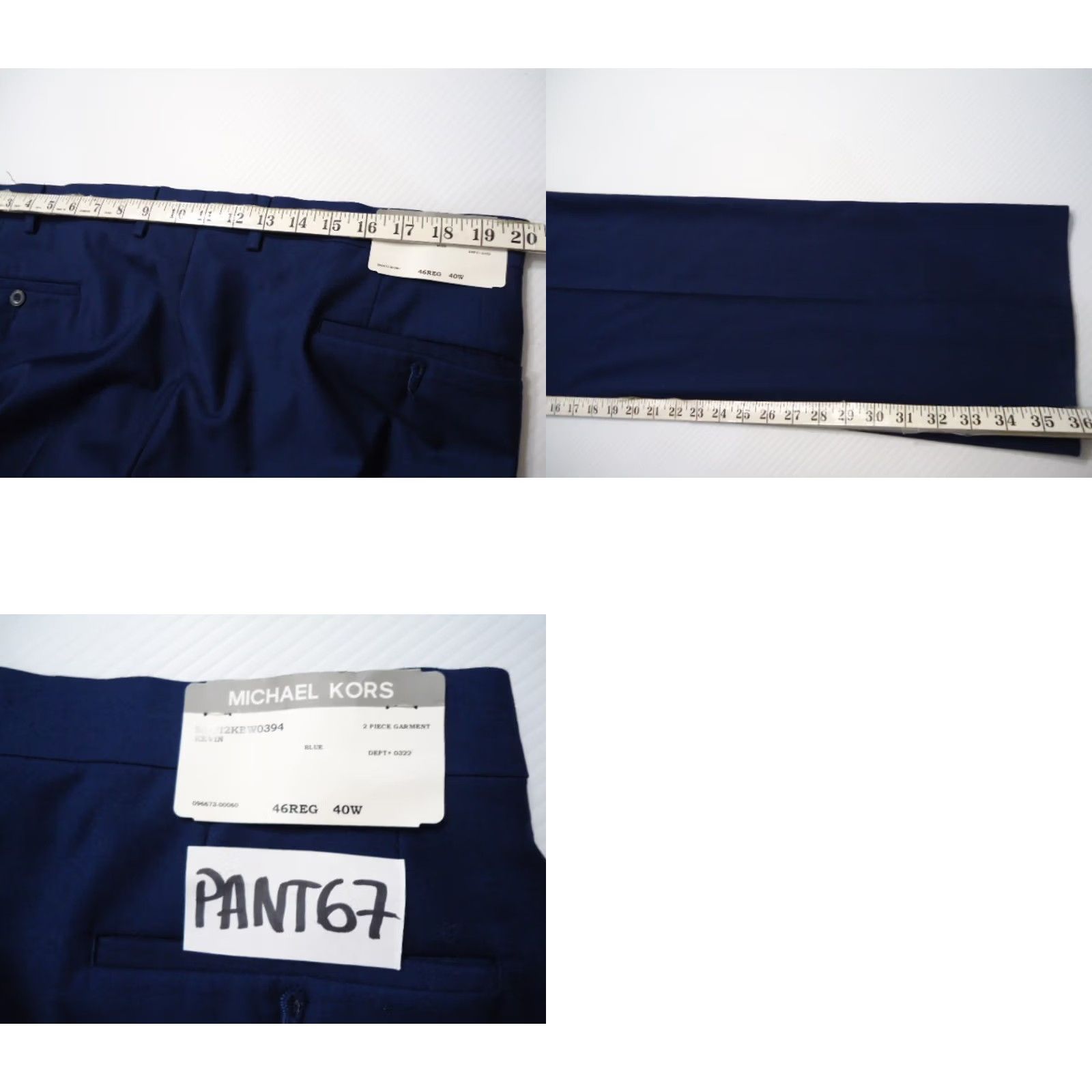 Michael Kors Michael Kors Blue Dress Pants 40 x 36 Wool Flat Front Solid 2-Piece Suit Men Regular Size 40R - 8 Thumbnail