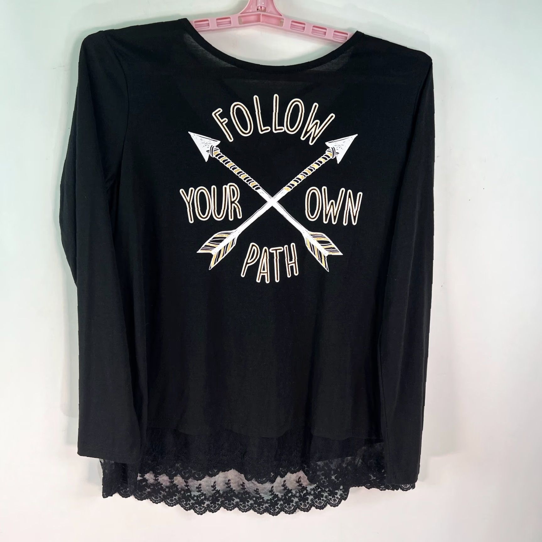 Vintage Jerry Leigh Blouse – Graphic Black Long Sleeve Juniors XL Shirt Womens Size XL / US 12-14 / IT 48-50 - 2 Thumbnail