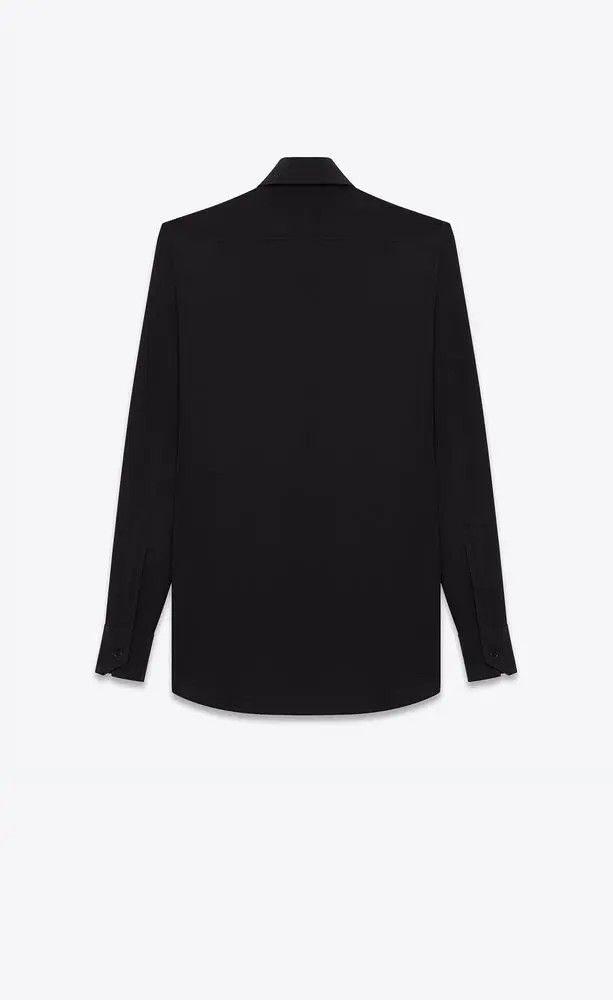 Saint Laurent Paris oc11z0126 395733 Shirt in Silk Crêpe in Black Size L / US 10 / IT 46 - 2 Thumbnail