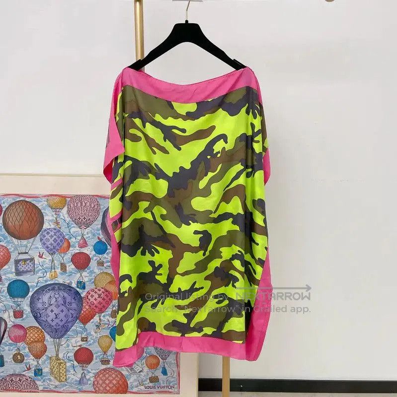 Valentino Color Block Silk Midi Dress .