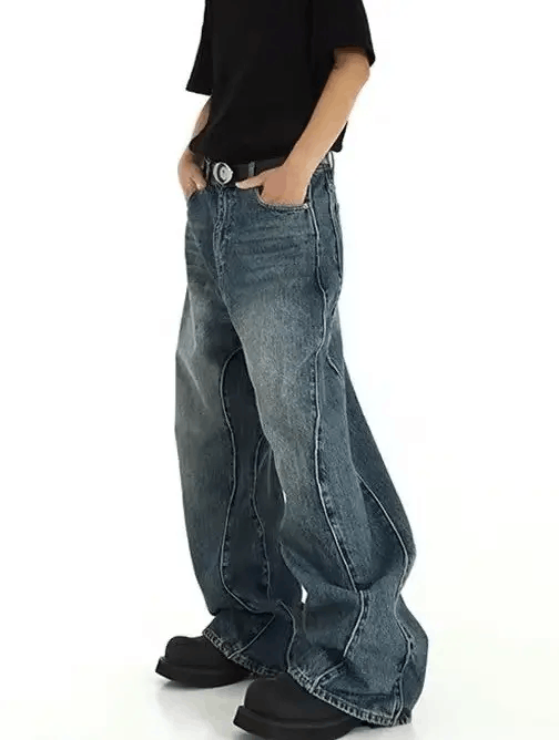 Jean Blue baggy wide-leg high-street jeans Size US 34 / EU 50 - 4 Thumbnail