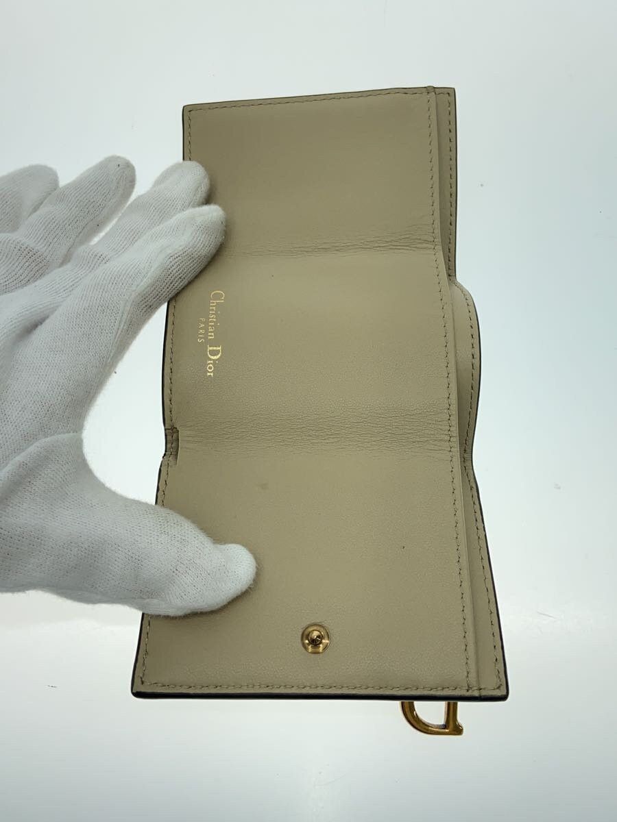 Dior Dior Saddle Leather Tri-Fold Wallet Card Holder Beige Size ONE SIZE - 4 Thumbnail