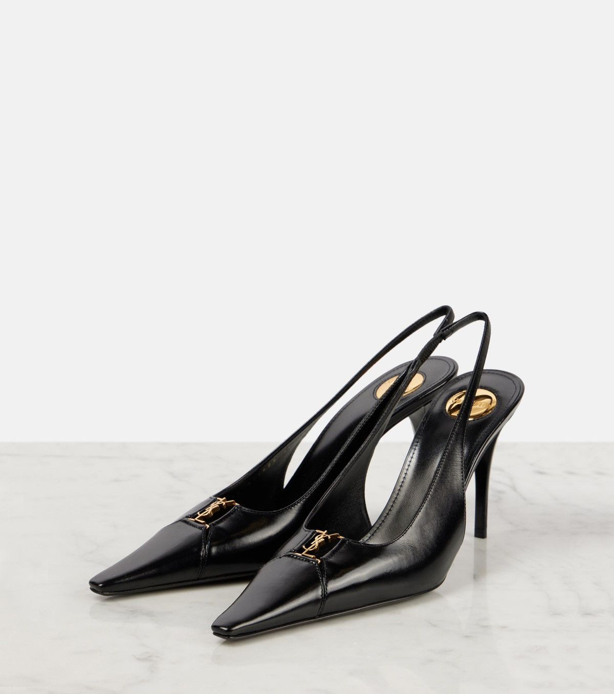 Saint Laurent Paris Babylone Breteuil 90 leather slingback pumps Size US 8.5 / IT 38.5 - 3 Thumbnail