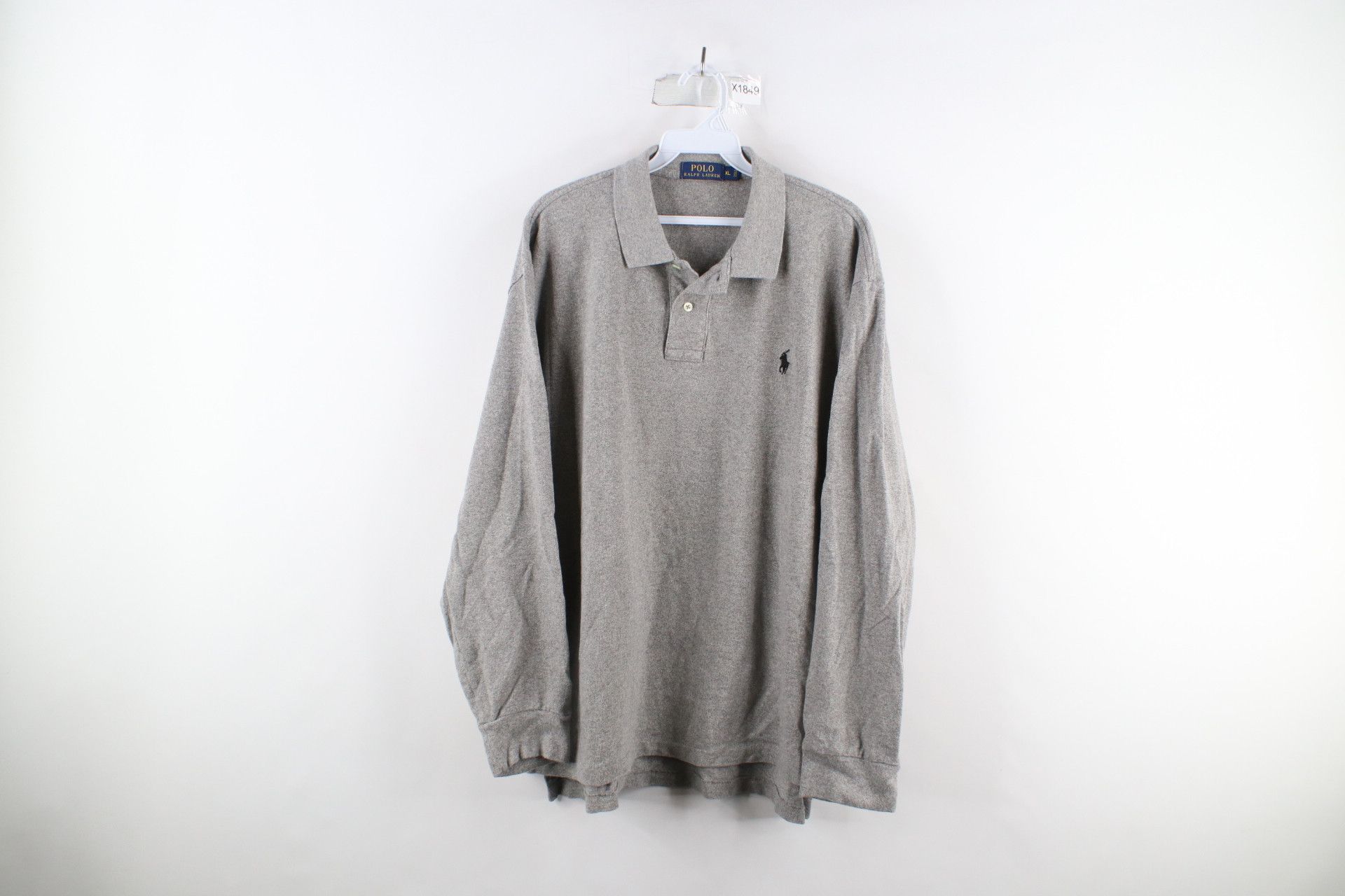 Ralph Lauren × Vintage Vintage Ralph Lauren Long Sleeve Polo Shirt Heather Gray Size US XL / EU 56 / 4 - 1 Thumbnail