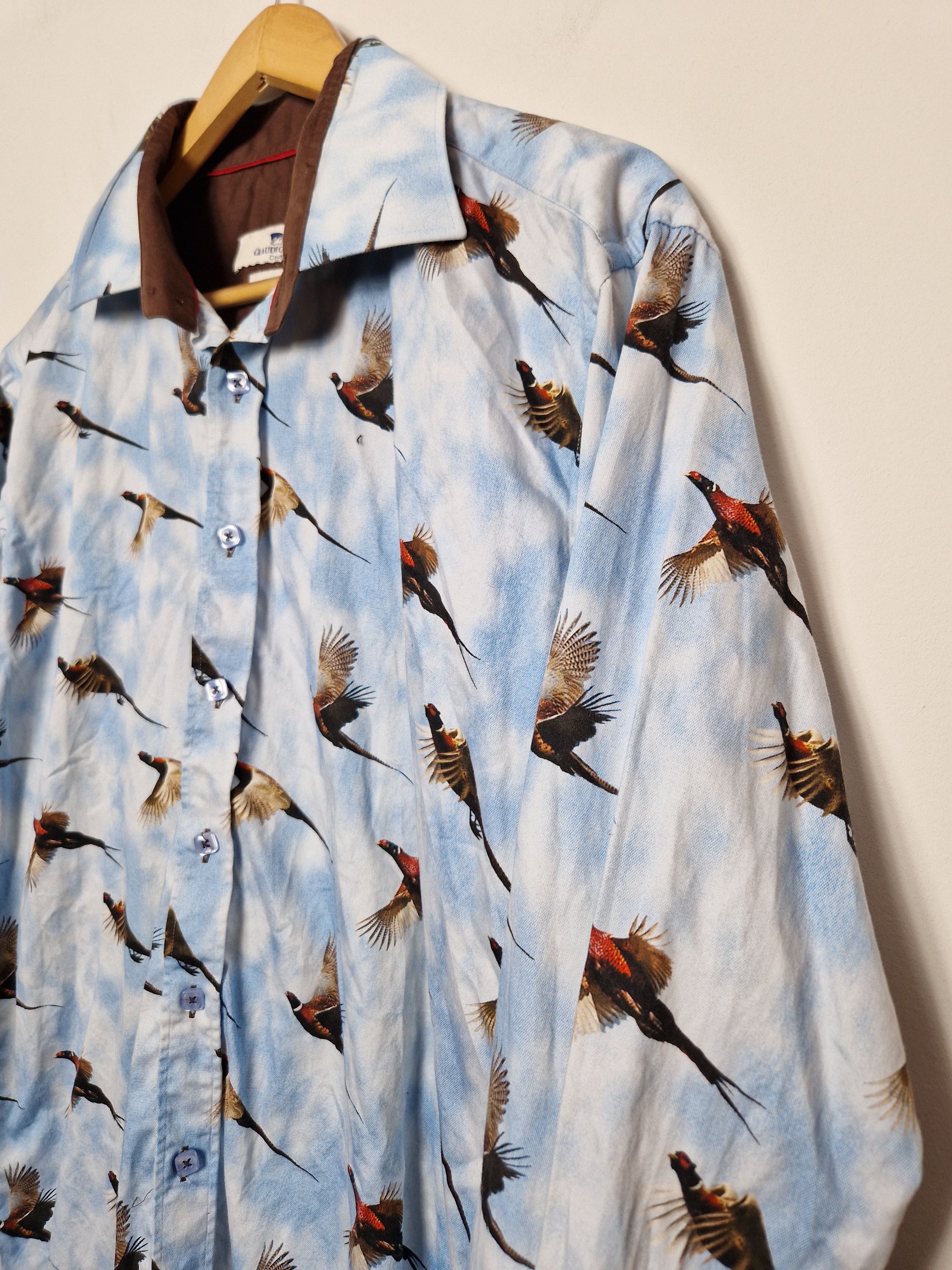 Japanese Brand × Vintage vintage flying pheasants birds sky printed shirt Size US XL / EU 56 / 4 - 4 Thumbnail