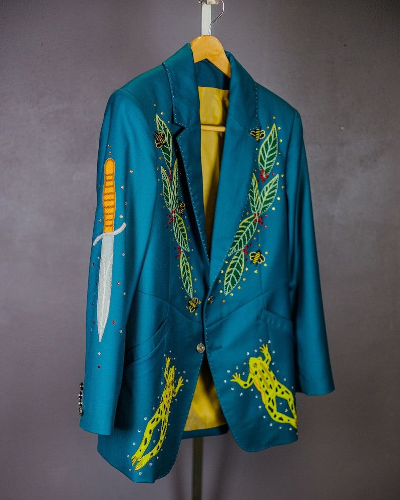 Other Men 2PC customized Frog, Floral embroidery western cocktail Size 44S - 2 Thumbnail