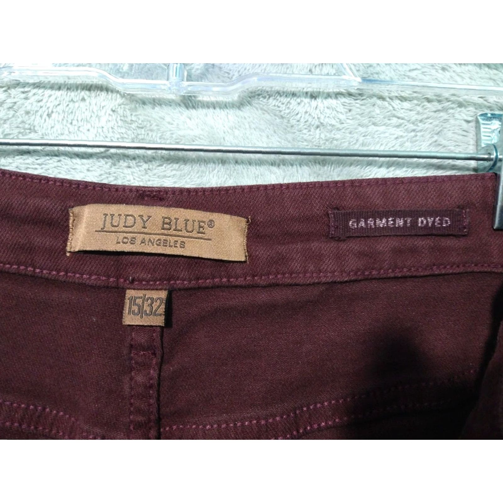Vintage Judy Blue Jeans Womens 15/32 Red Oxblood High Waist Tummy Control Wide Leg - 5-Pocket Denim Stretch Size 36" / US 14 / IT 50 - 7 Thumbnail