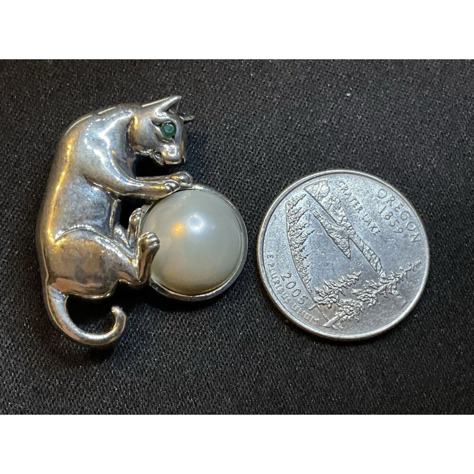 Other 925 Sterling Lidia Freewen Cat On A Faux Pearl Brooch 12g Size ONE SIZE - 3 Thumbnail