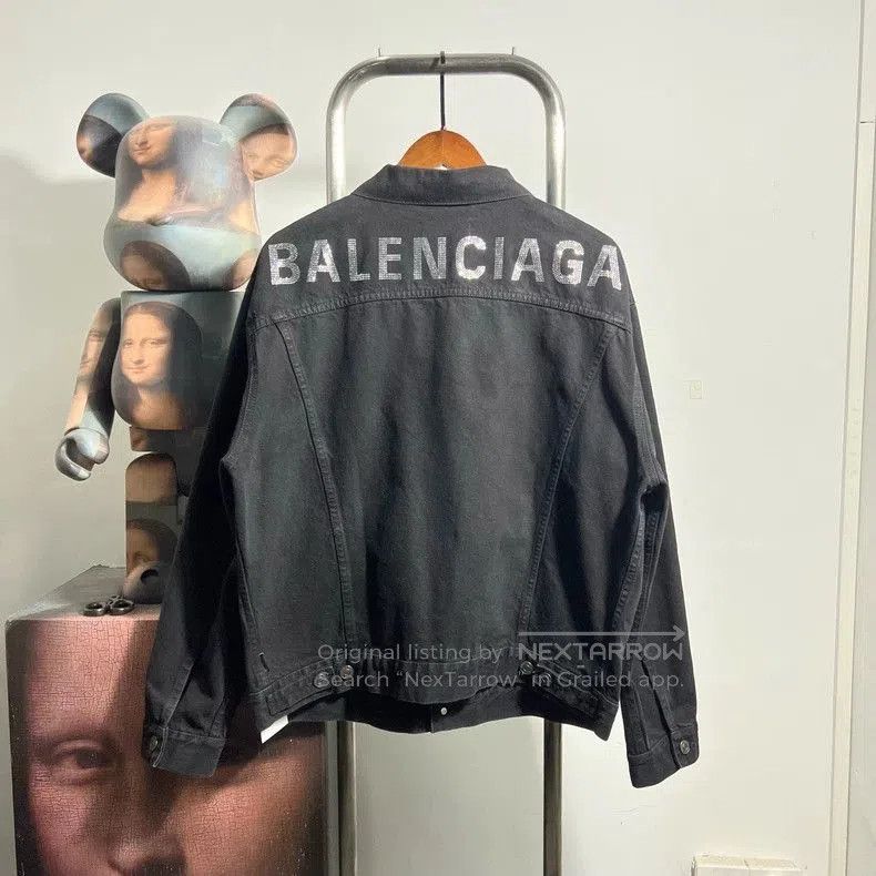 Balenciaga Balenciaga Crystal Logo Denim Jacket. Size US XS / EU 42 / 0 - 2 Thumbnail