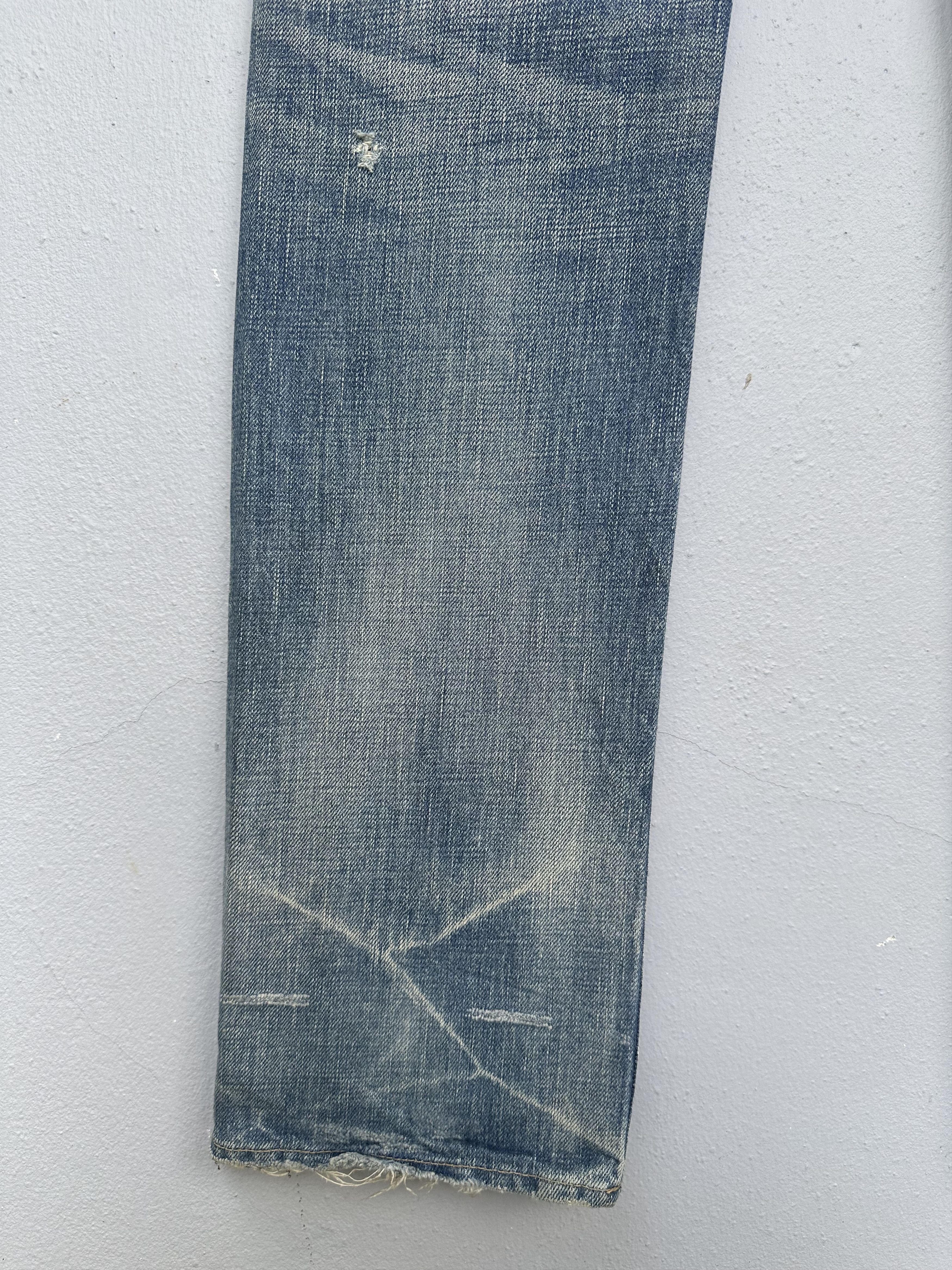 OMNIGOD Vtg Distressed Rips Boro Patchwork Omnigod Flare Denim Jeans Size US 29 - 19 Thumbnail