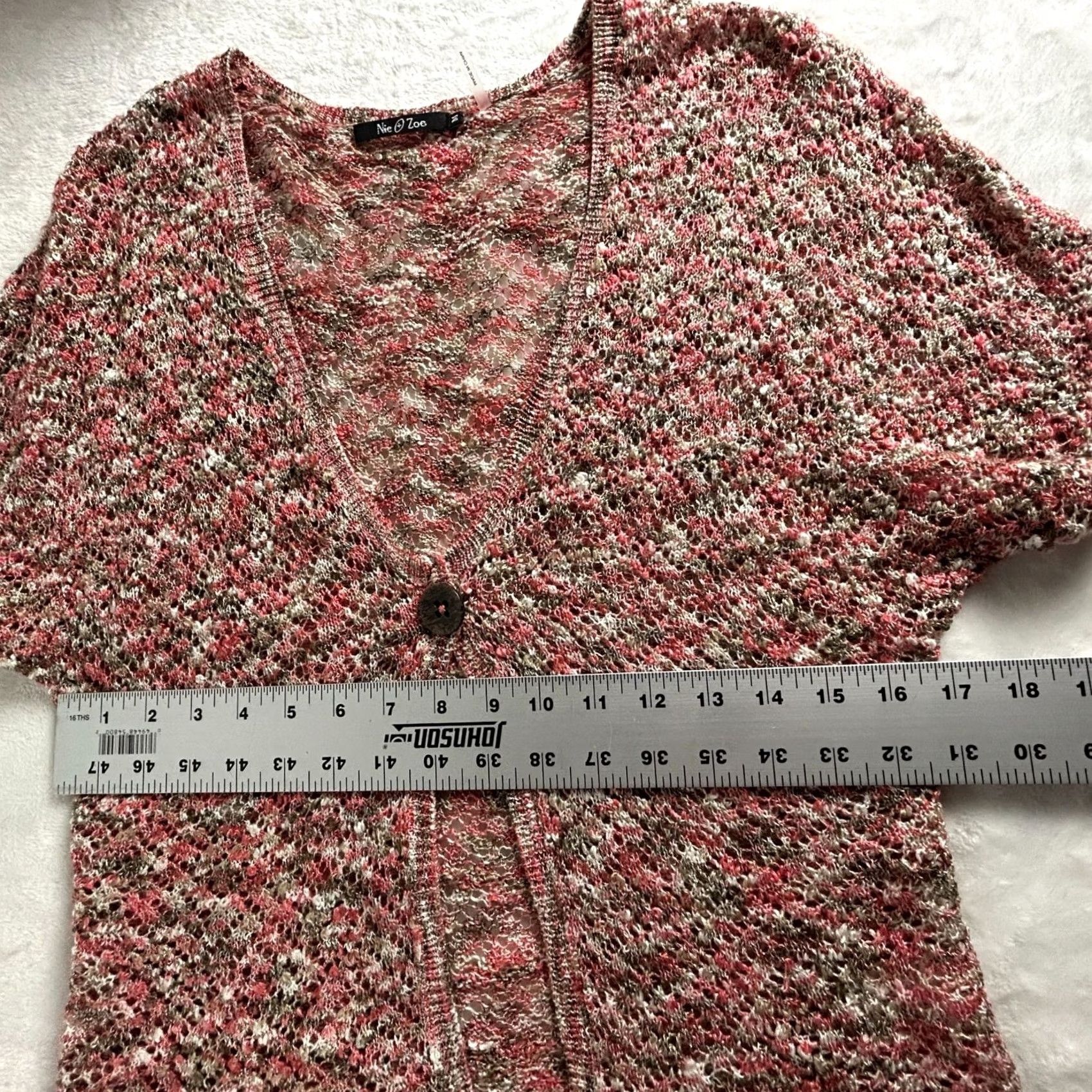 NIC+ZOE Nic + Zoe Womens V-Neck Short Sleeve Knitted Cardigan Sweater Medium Multicolor Size M / US 6-8 / IT 42-44 - 6 Thumbnail
